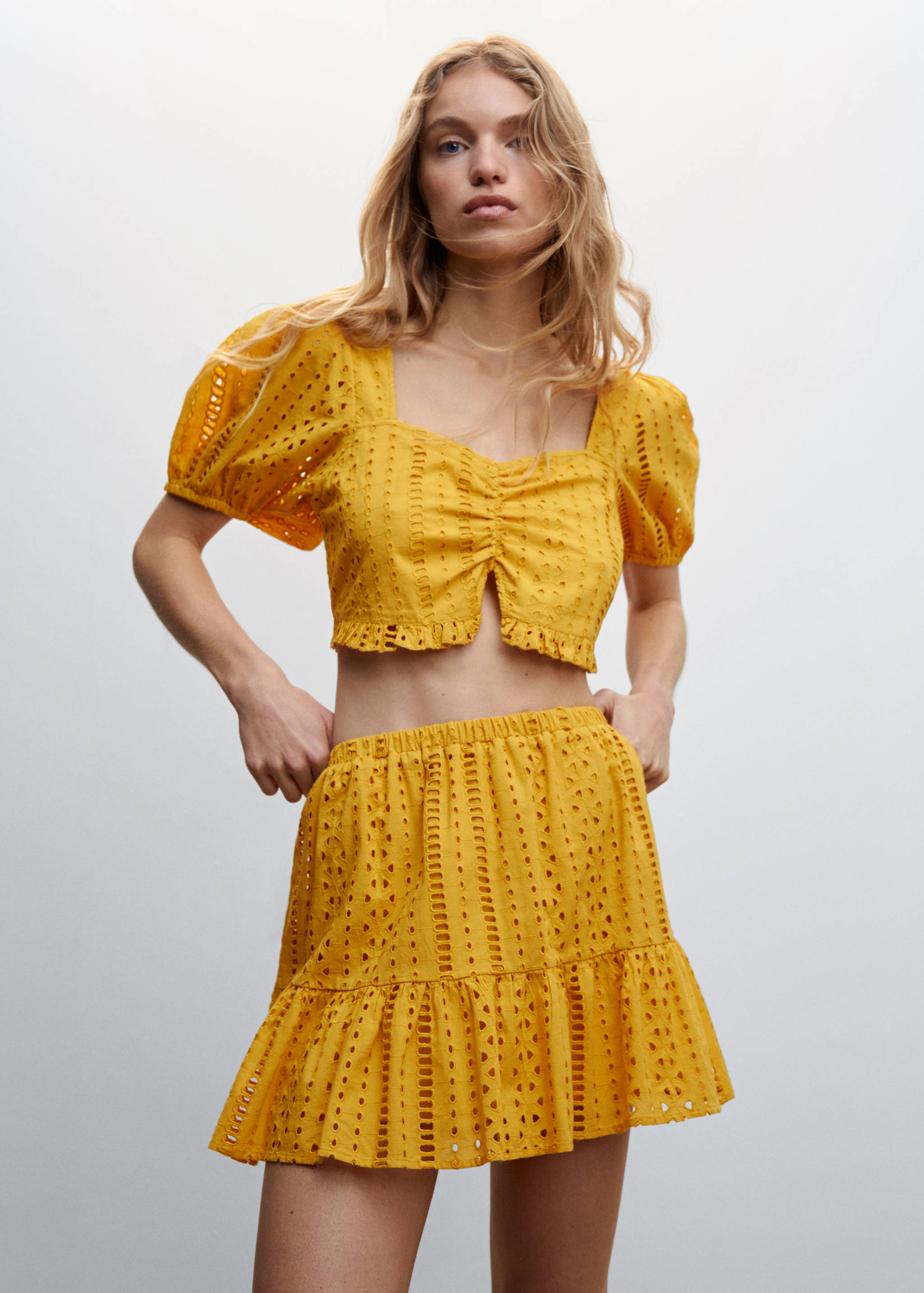 Die-cut cotton skirt - Medium plane