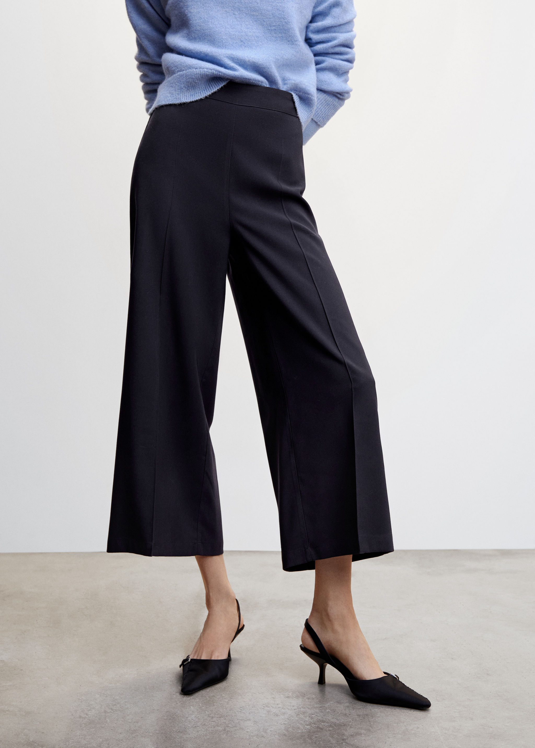 High-waist palazzo trousers - Medium plane