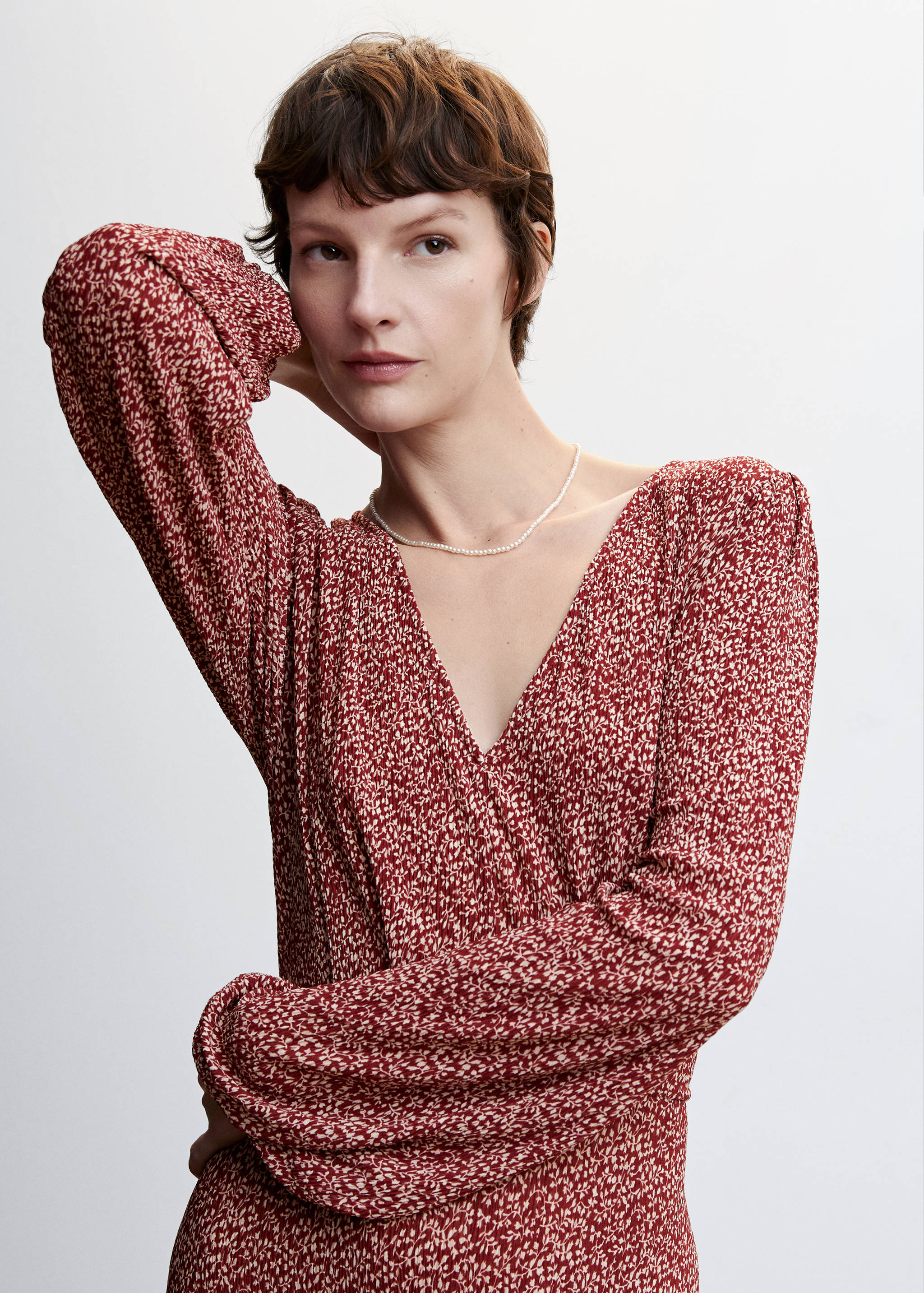 Textured printed dress - Details of the article 1