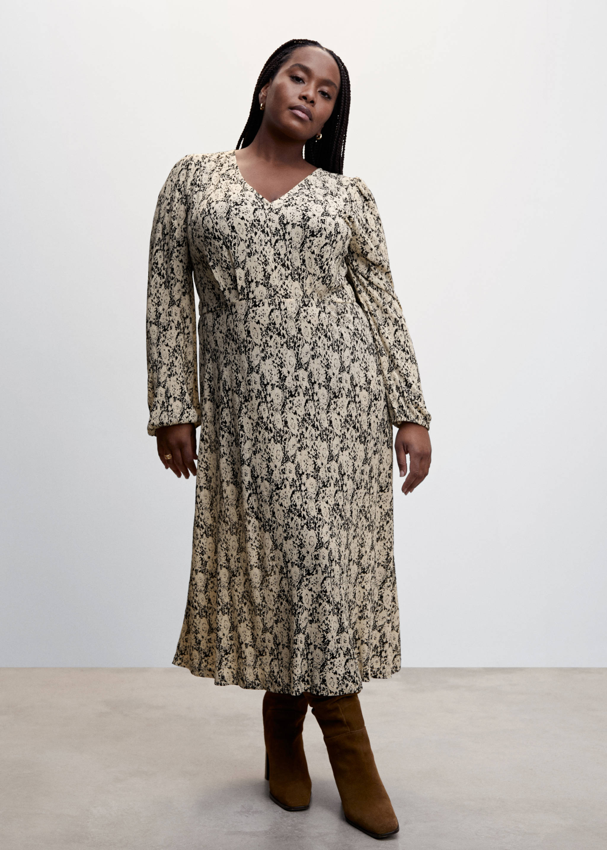 Textured printed dress - Details of the article 3