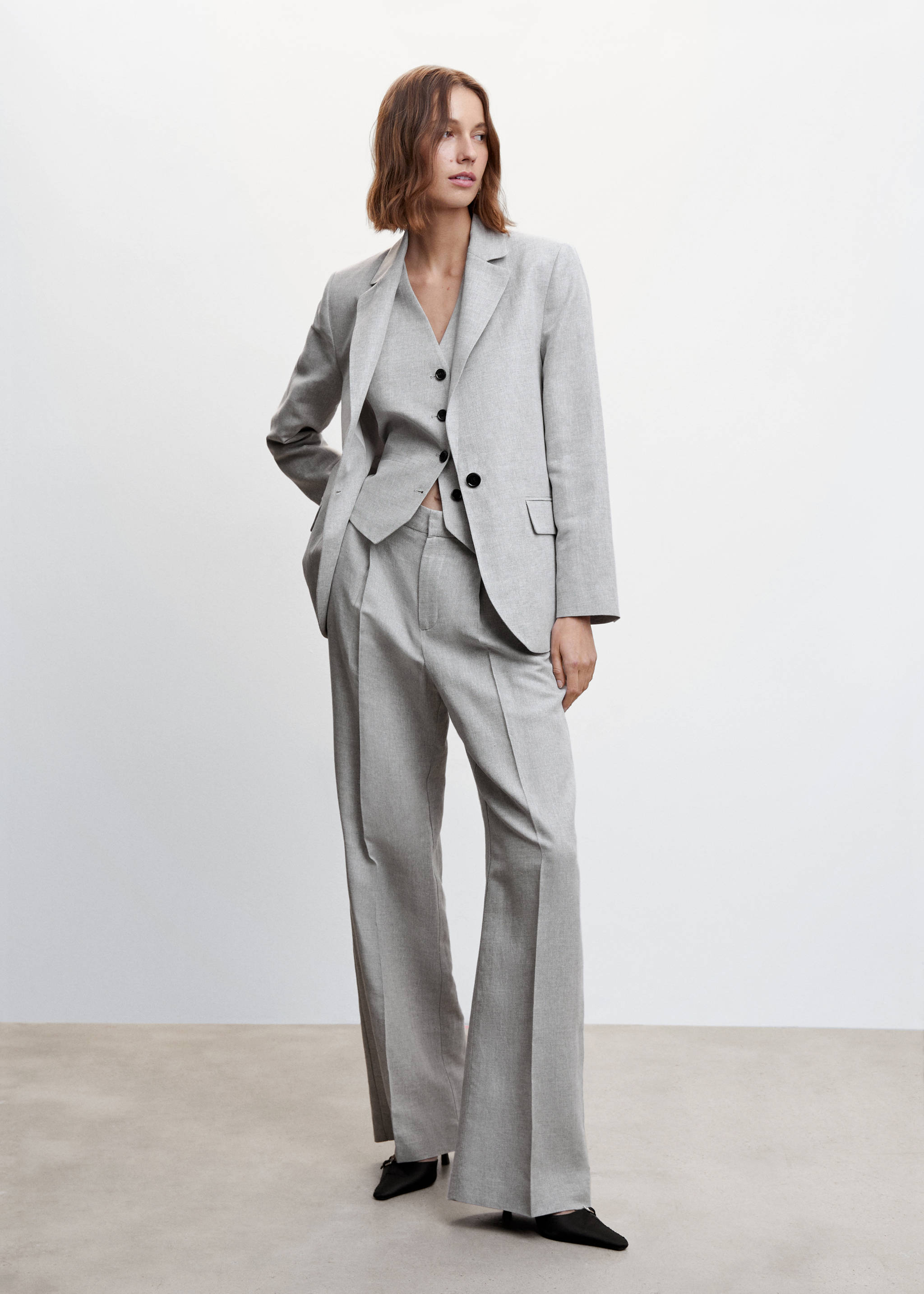 Herringbone linen suit trousers - General plane