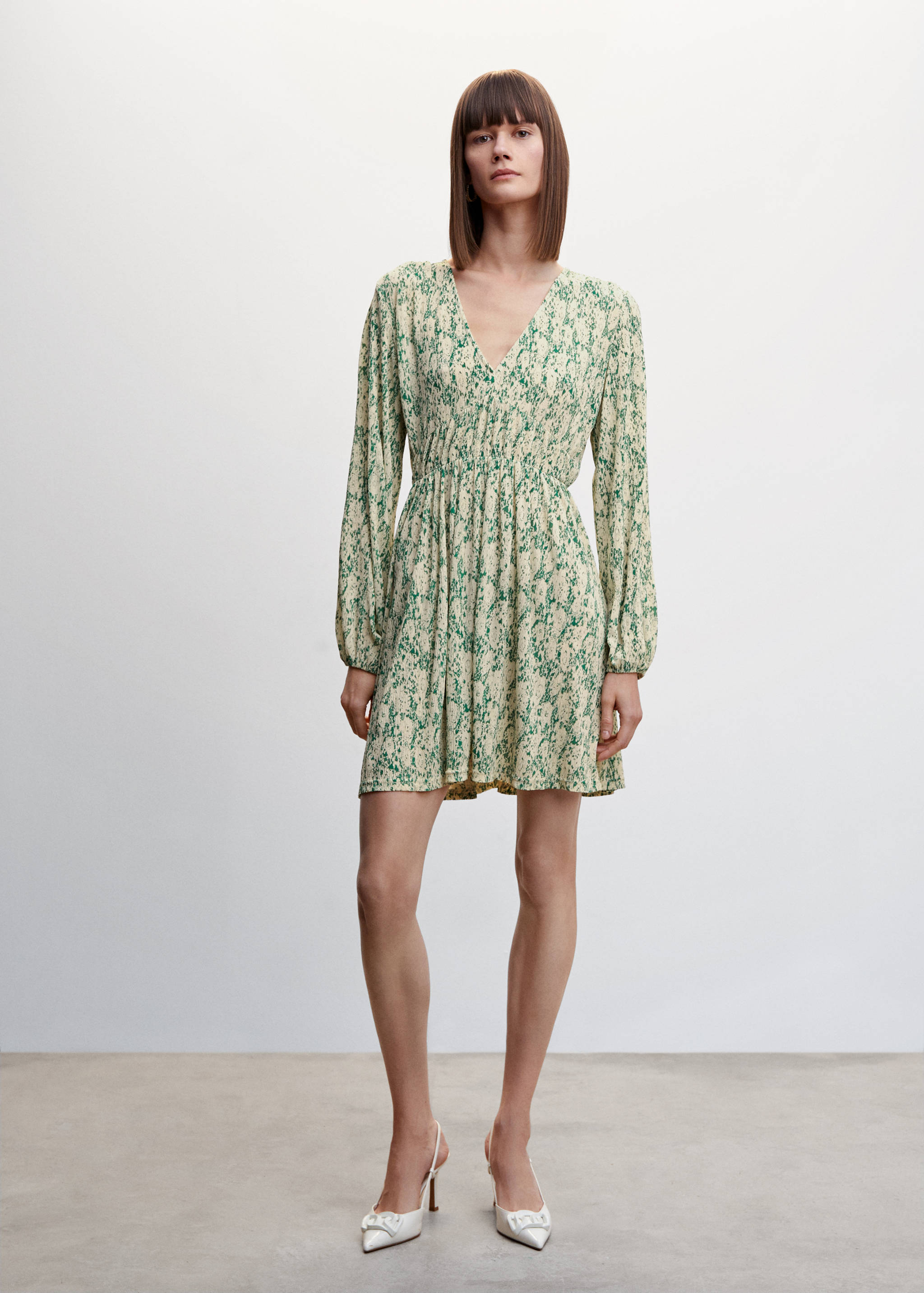 Textured floral-pattern dress - General plane