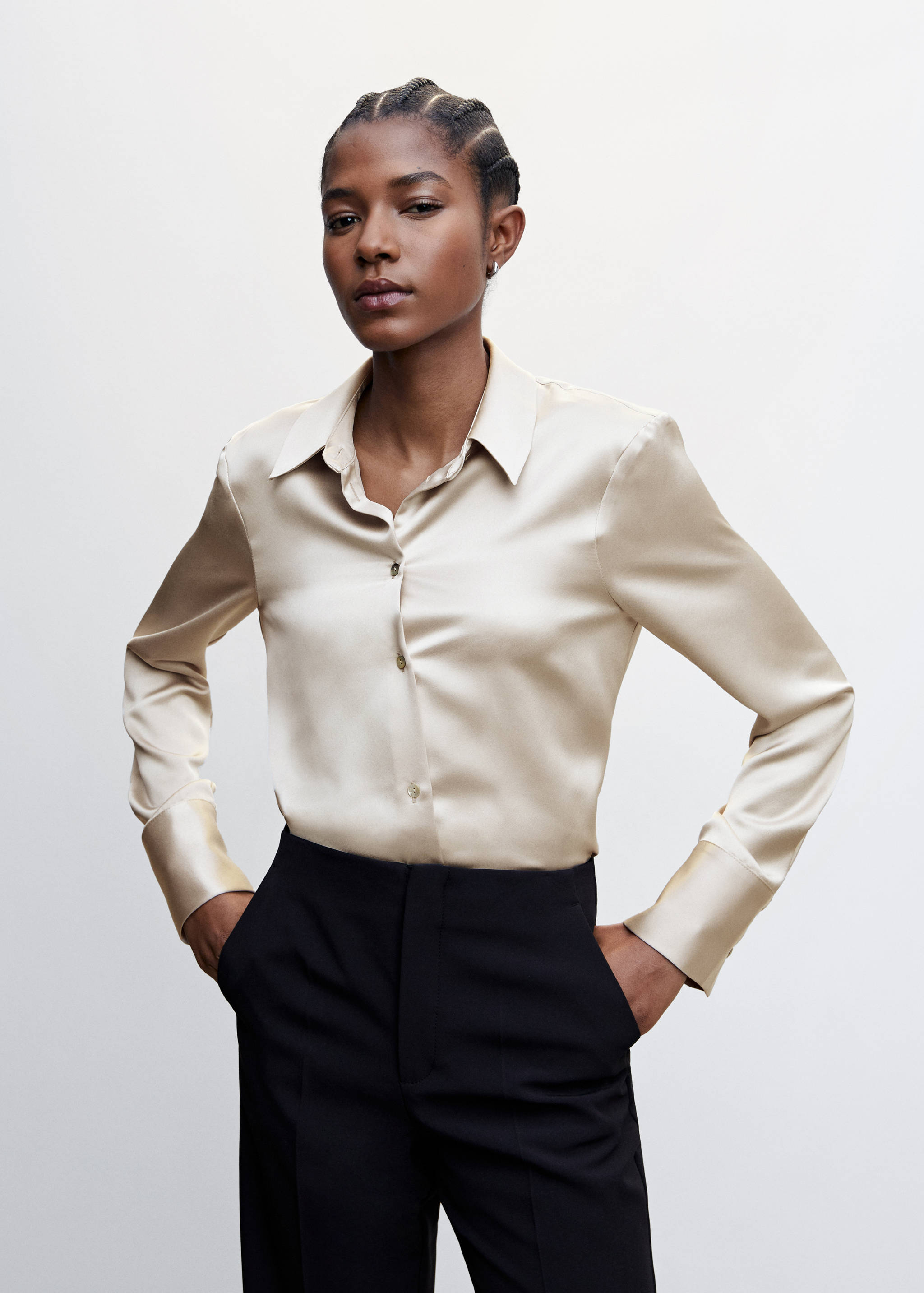 Satin buttoned shirt - Medium plane