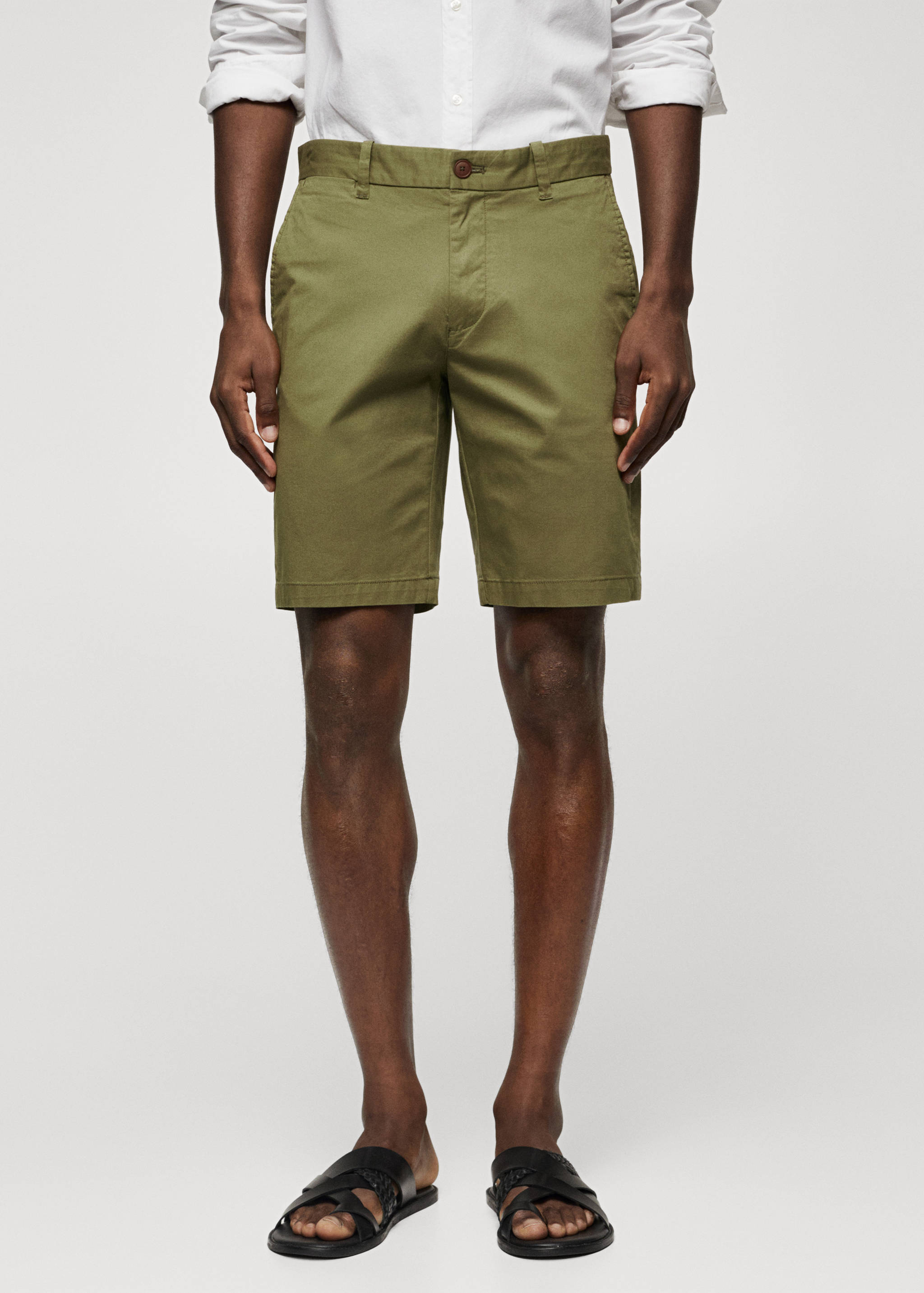 Bavlněné bermudy chino slim fit - Náhled ve středové rovině