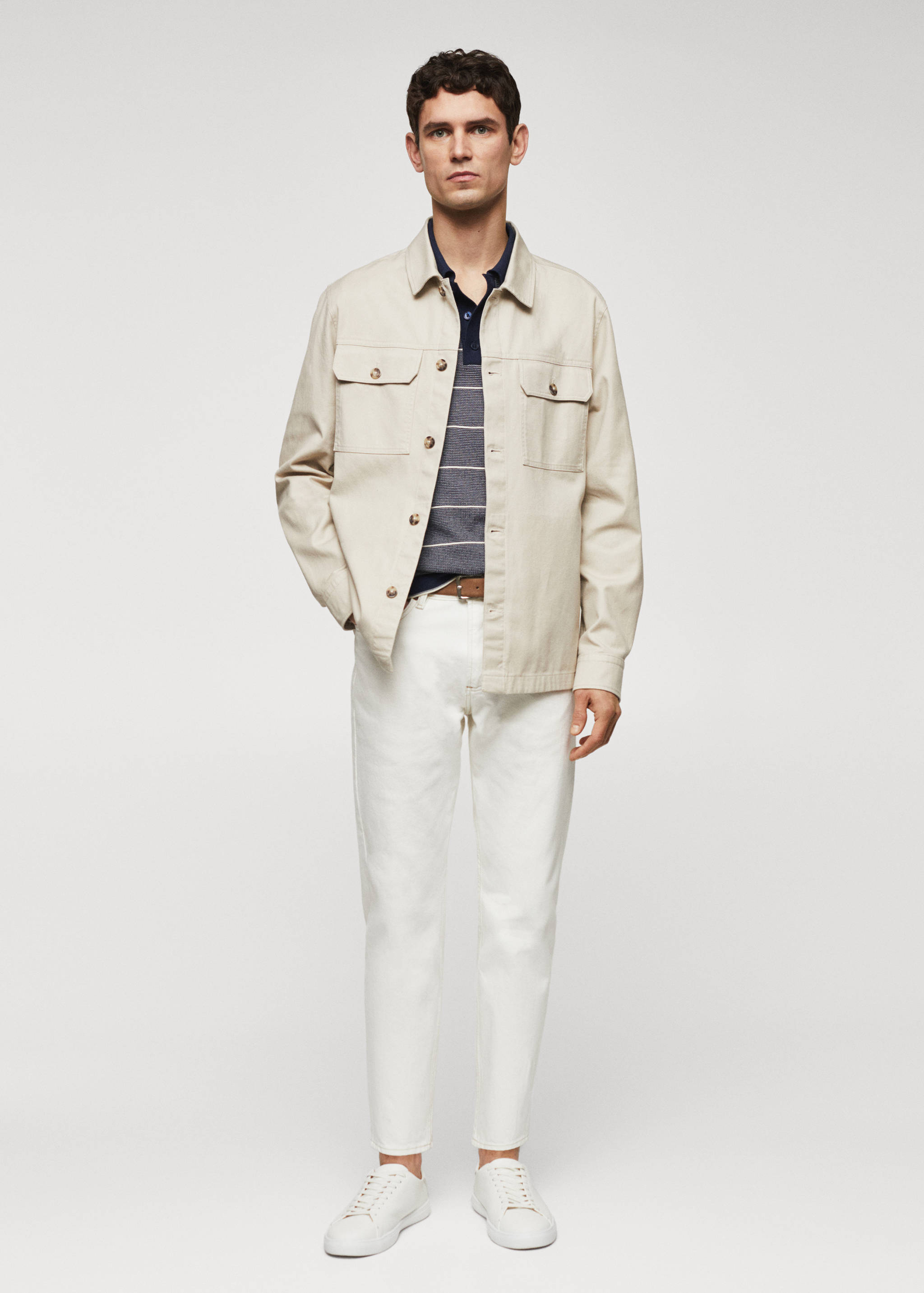 Chest-pocket cotton overshirt - General plane