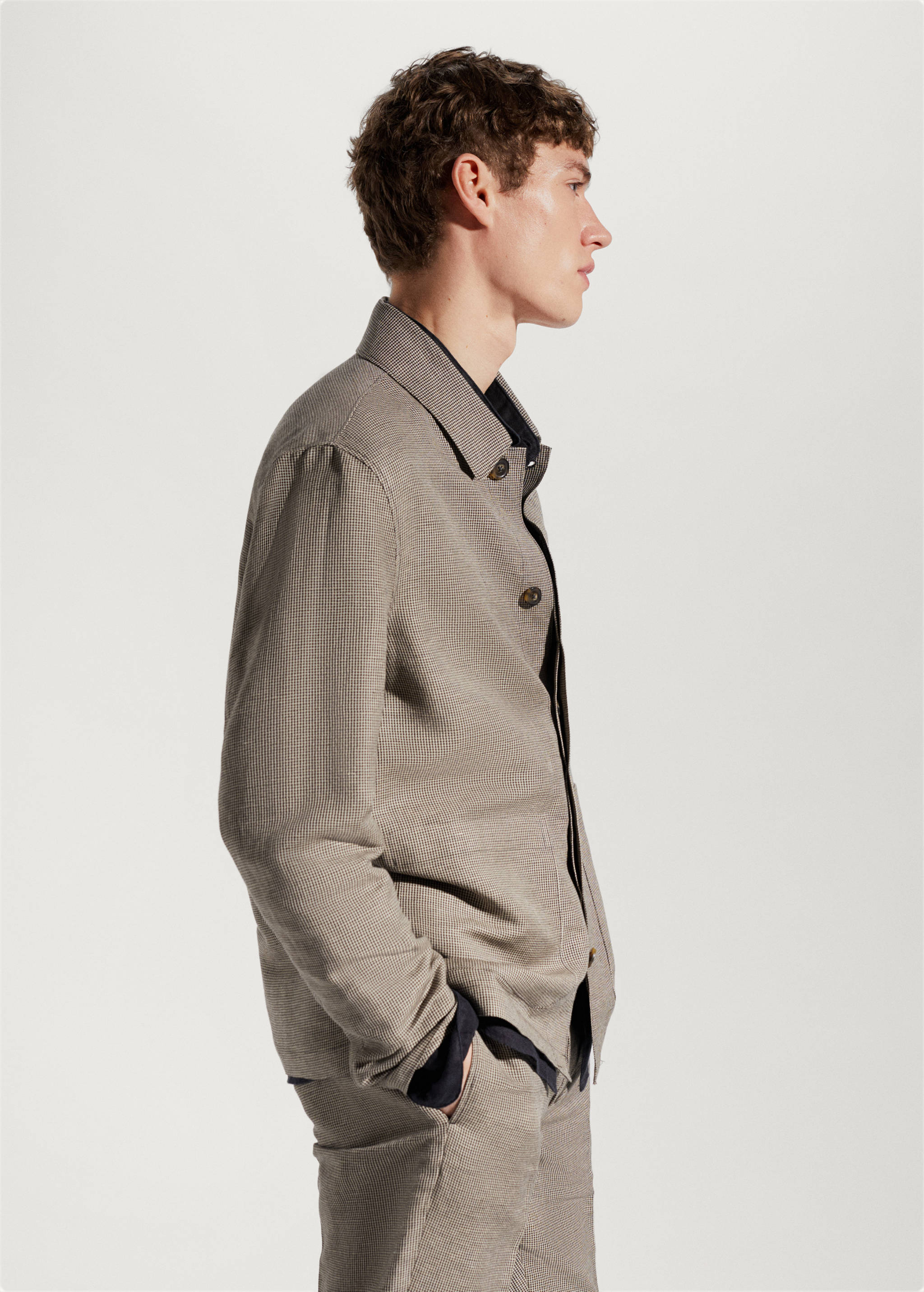 Houndstooth linen overshirt  - Details of the article 2