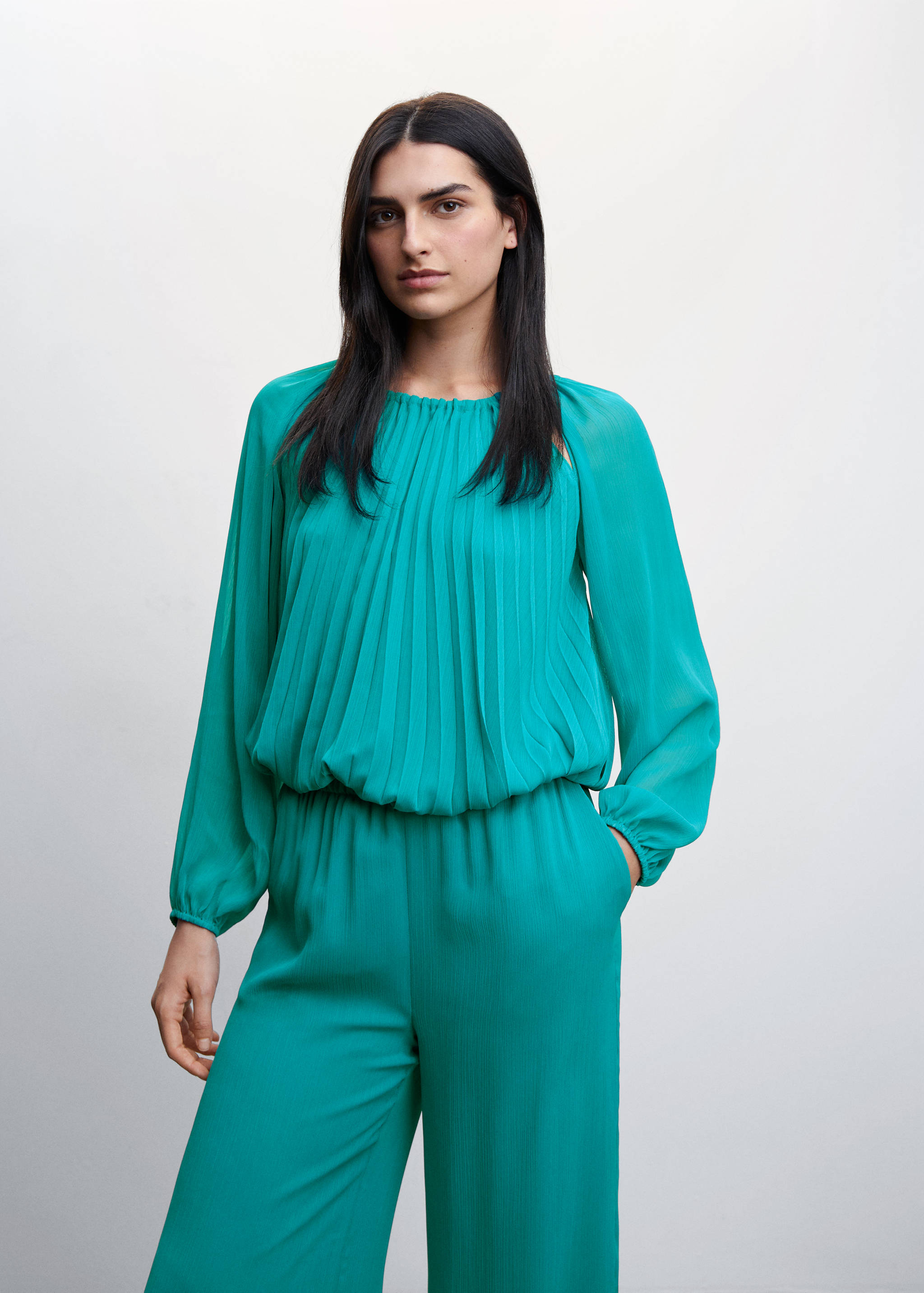 Textured palazzo trousers - Details of the article 1