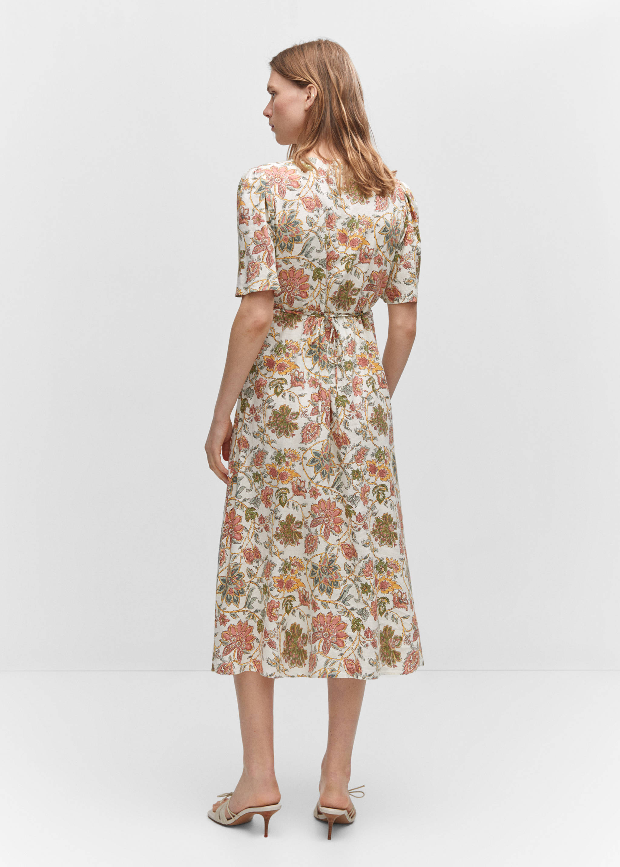 Buttoned linen-blend dress - Reverse of the article