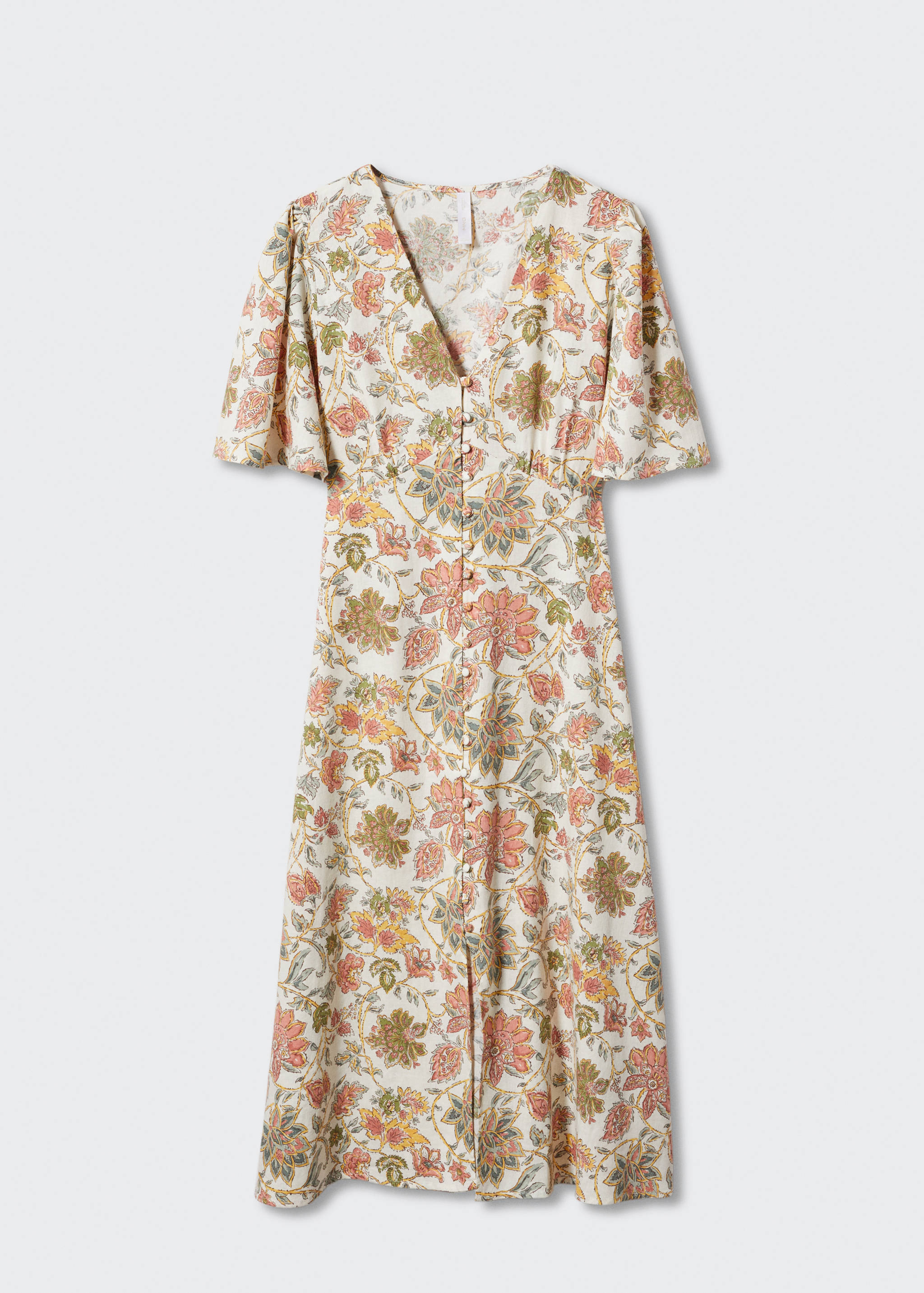 Buttoned linen-blend dress - Article without model