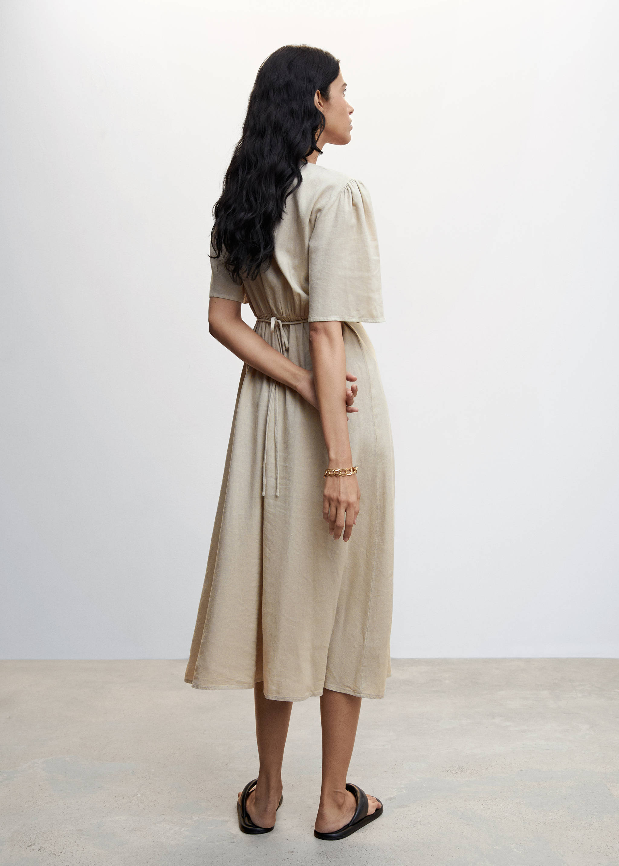 Buttoned linen-blend dress - Reverse of the article