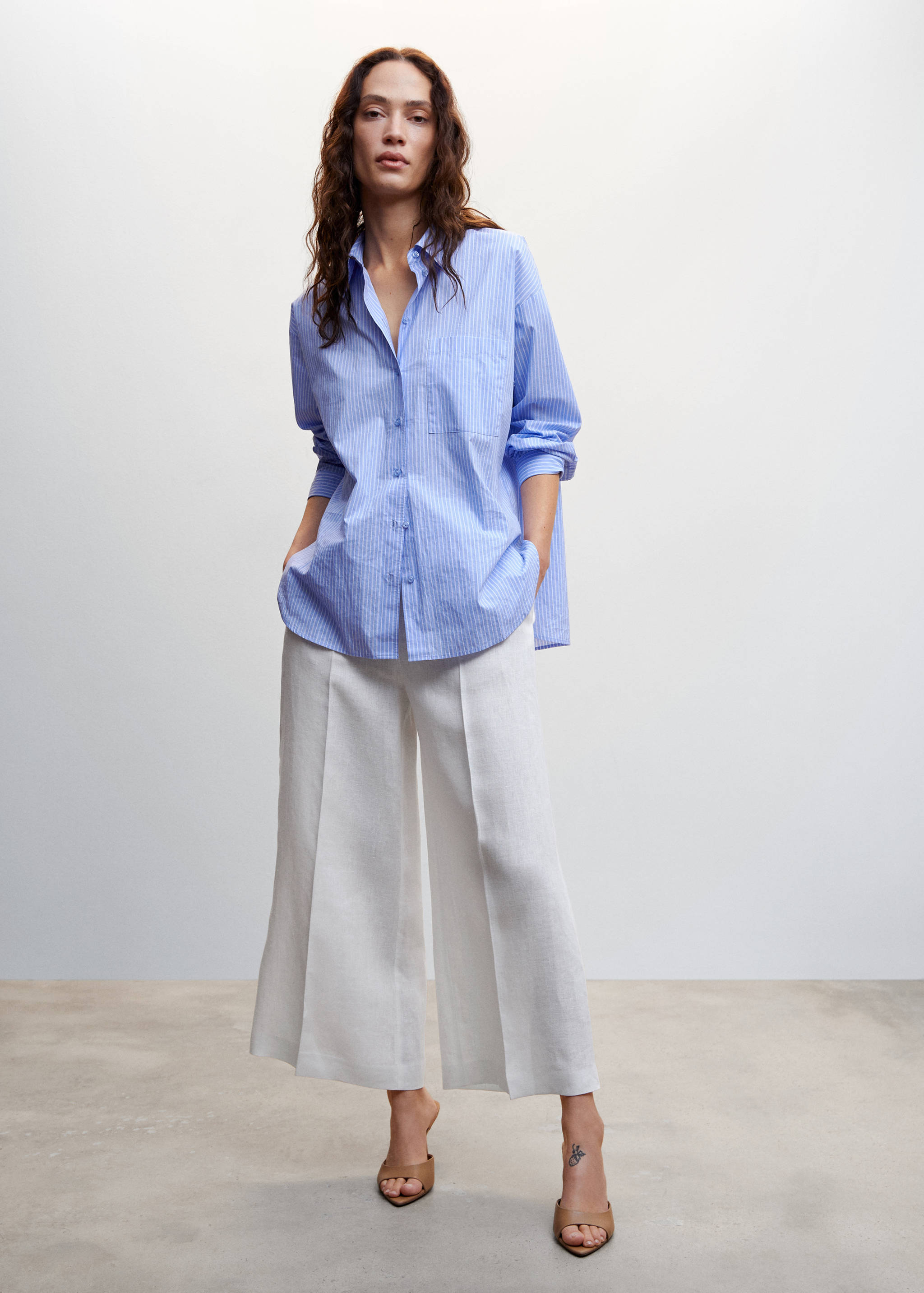 100% linen culotte pants - General plane