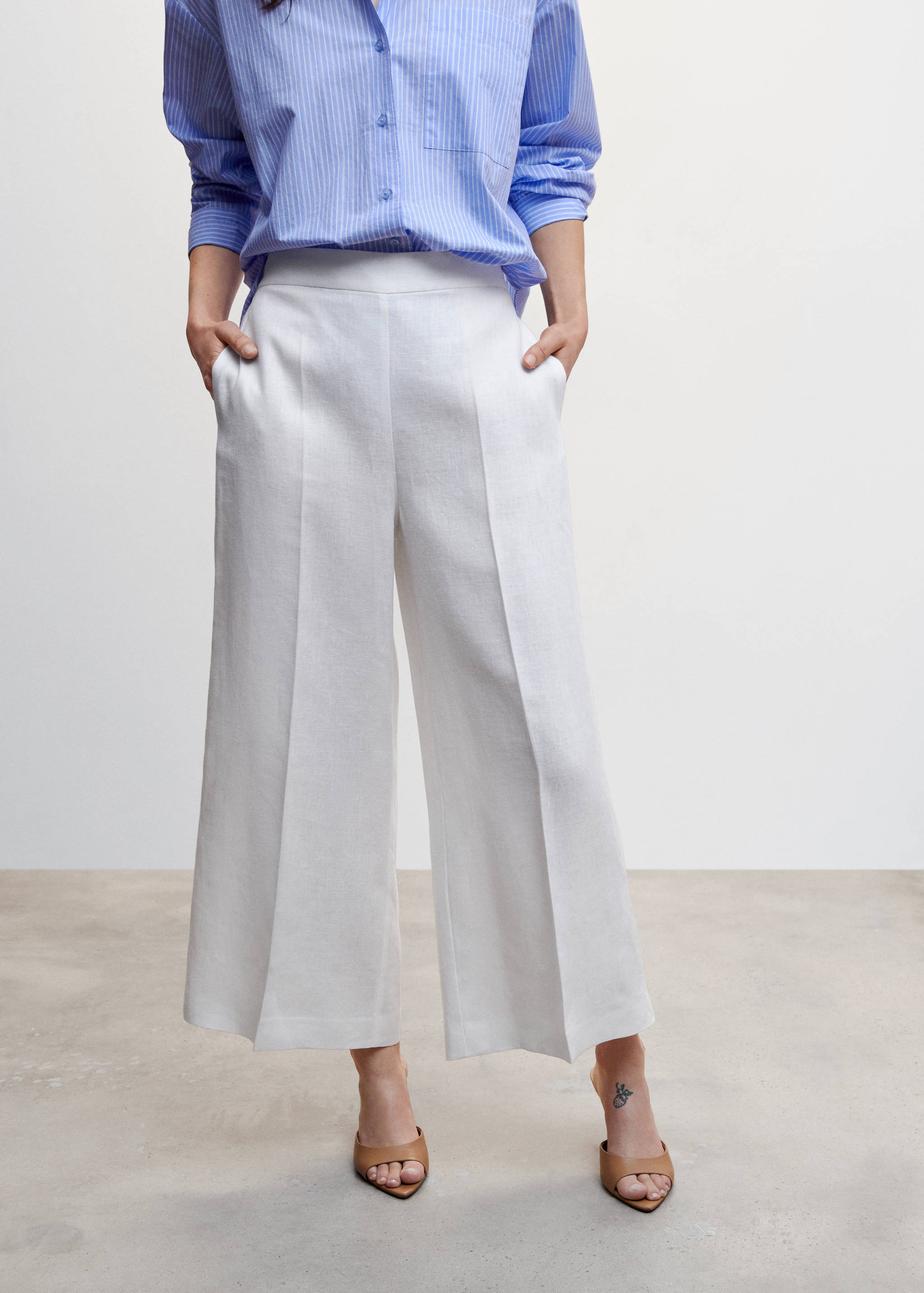 100% linen culotte pants - Medium plane