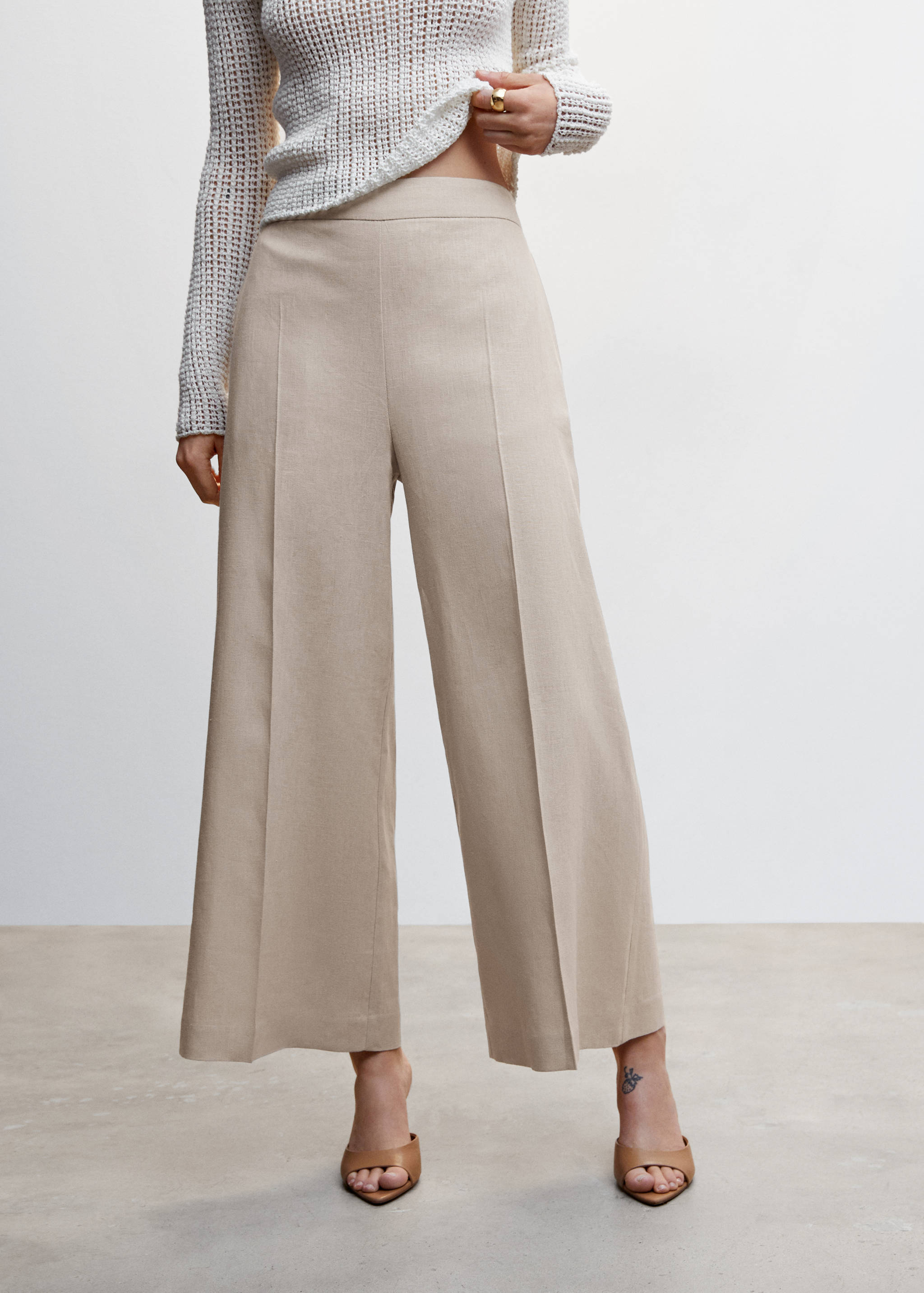 100% linen culotte pants - Medium plane