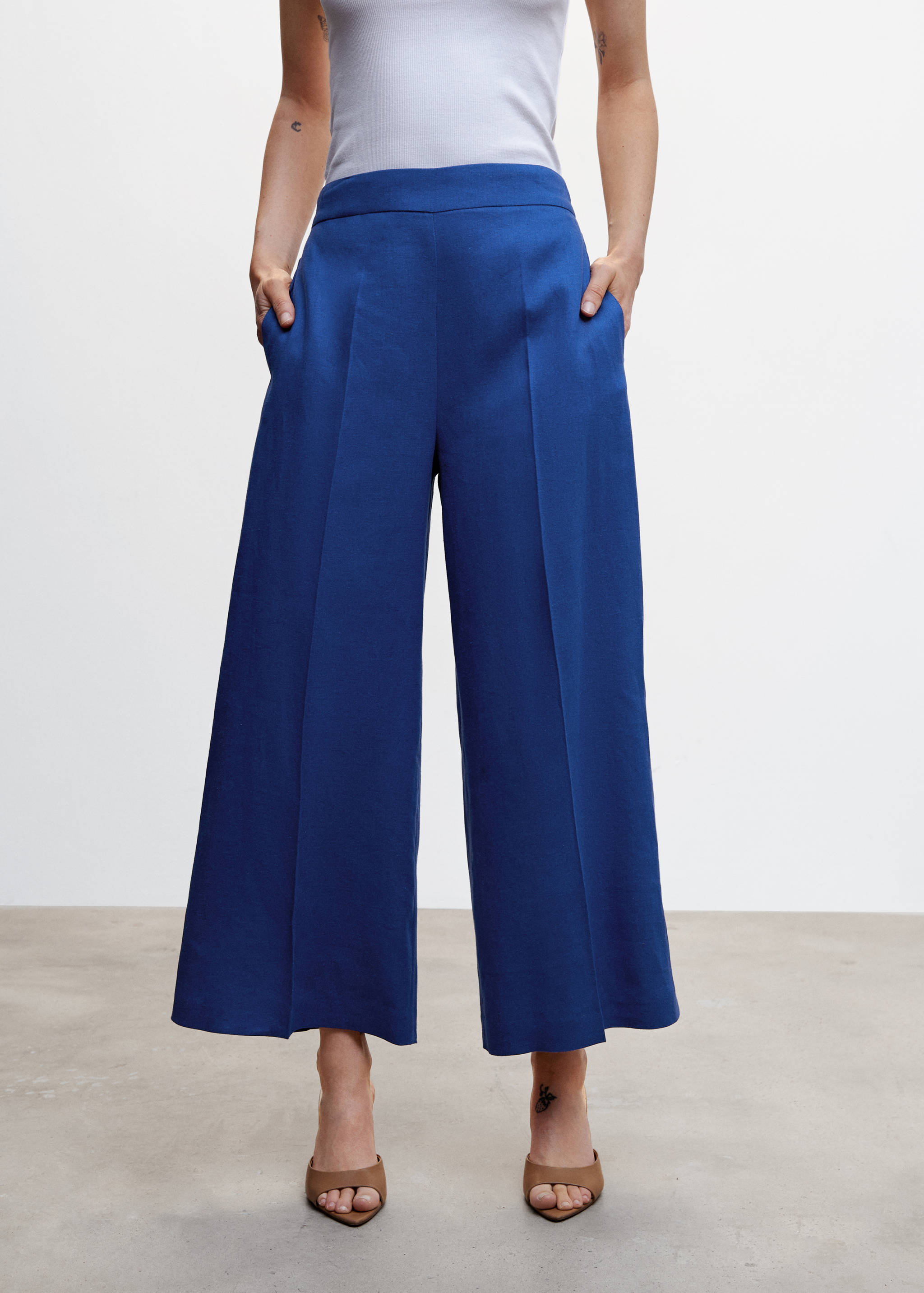 100% linen culotte pants - Medium plane