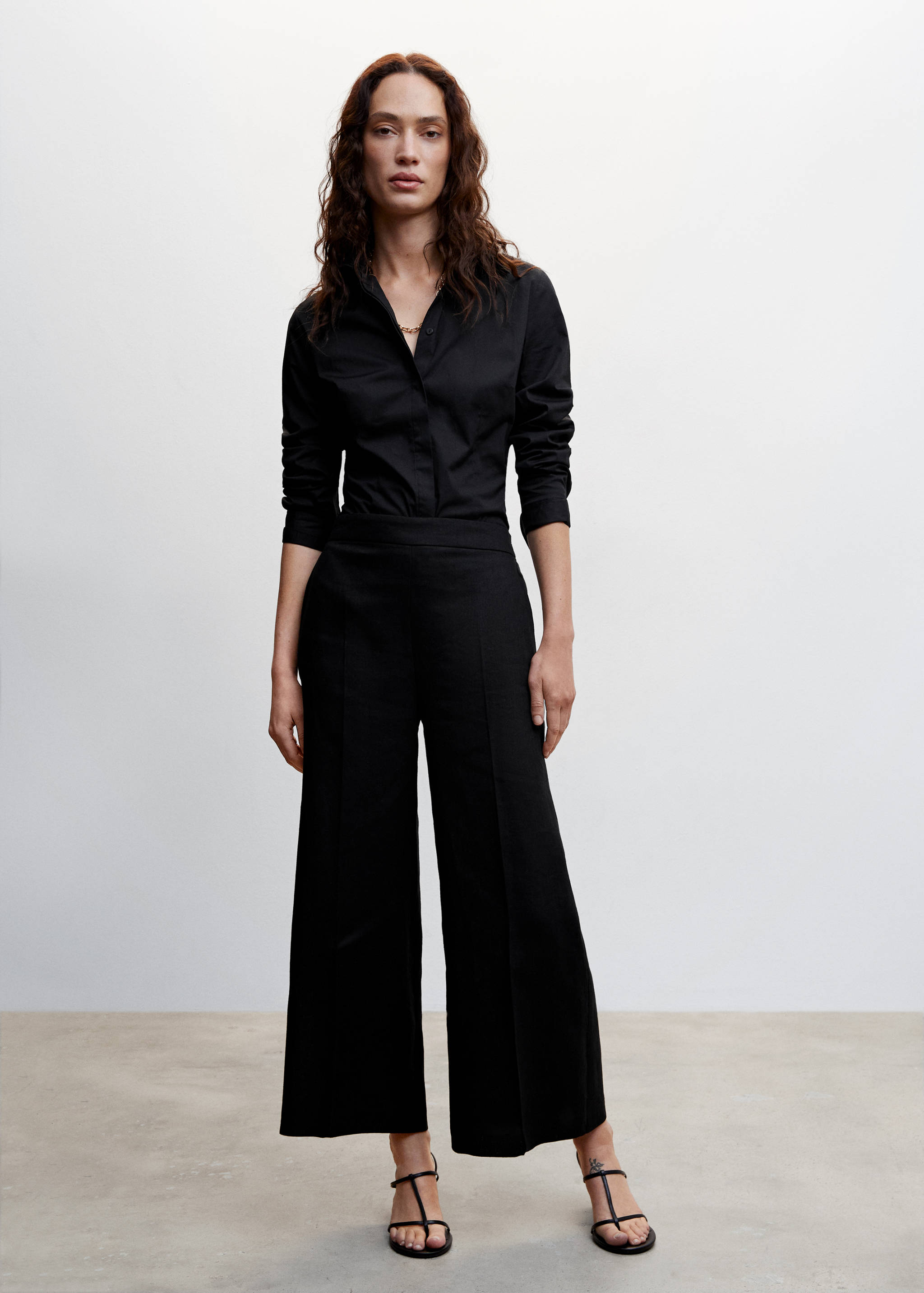 100% linen culotte pants - General plane