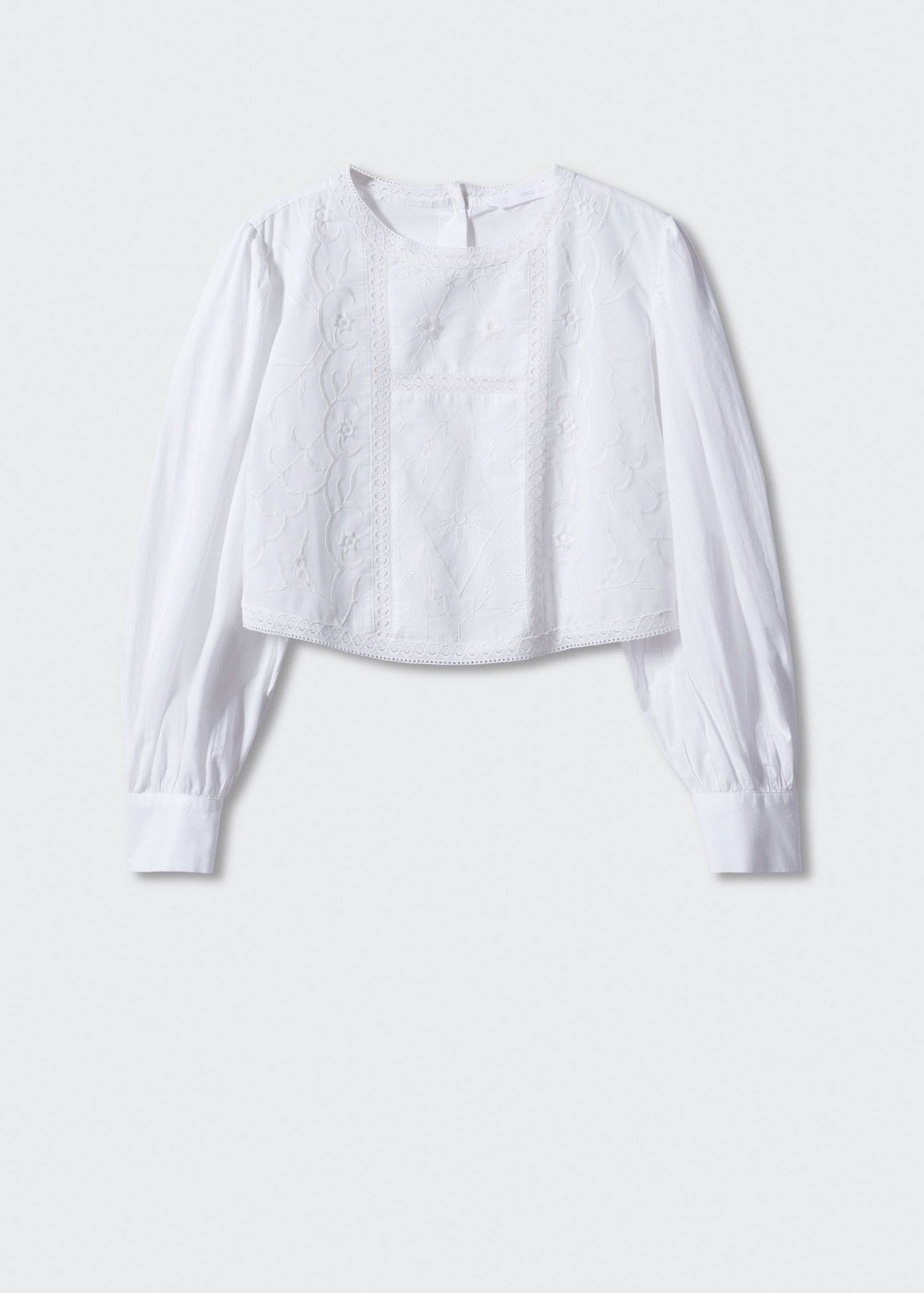 Geborduurde blouse met pofmouwen - Artikel zonder model