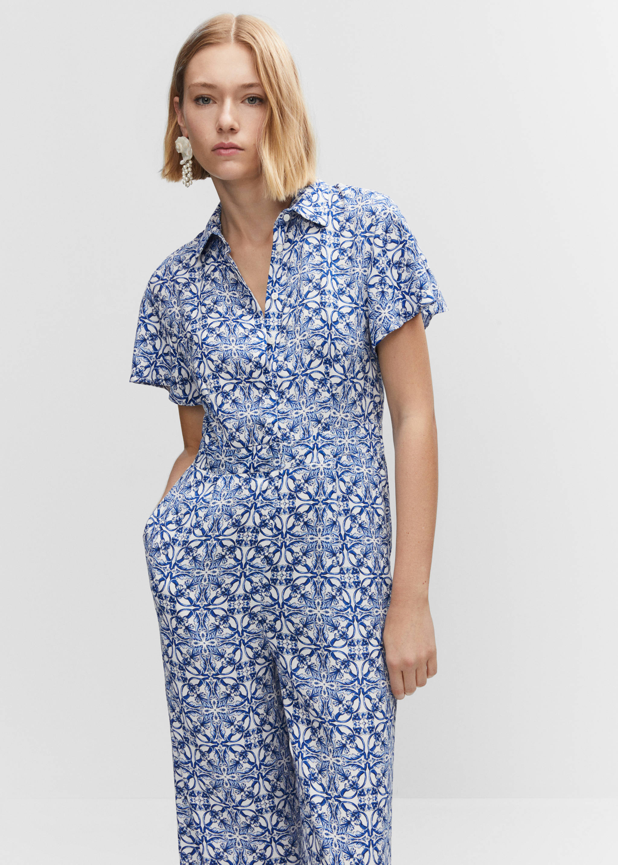 Printed shirt jumpsuit - Medium plane