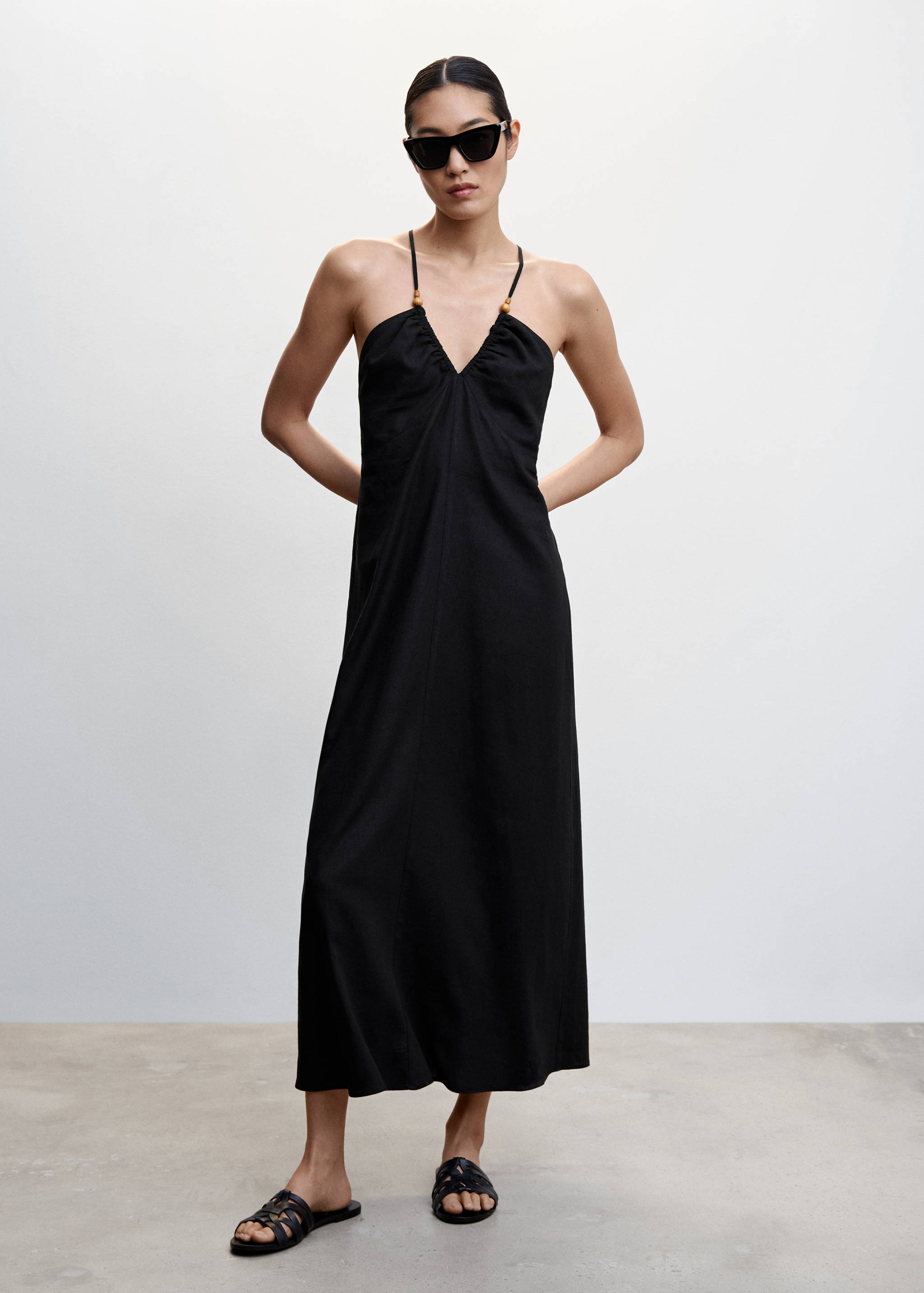 Linen cross-back dress - General plane