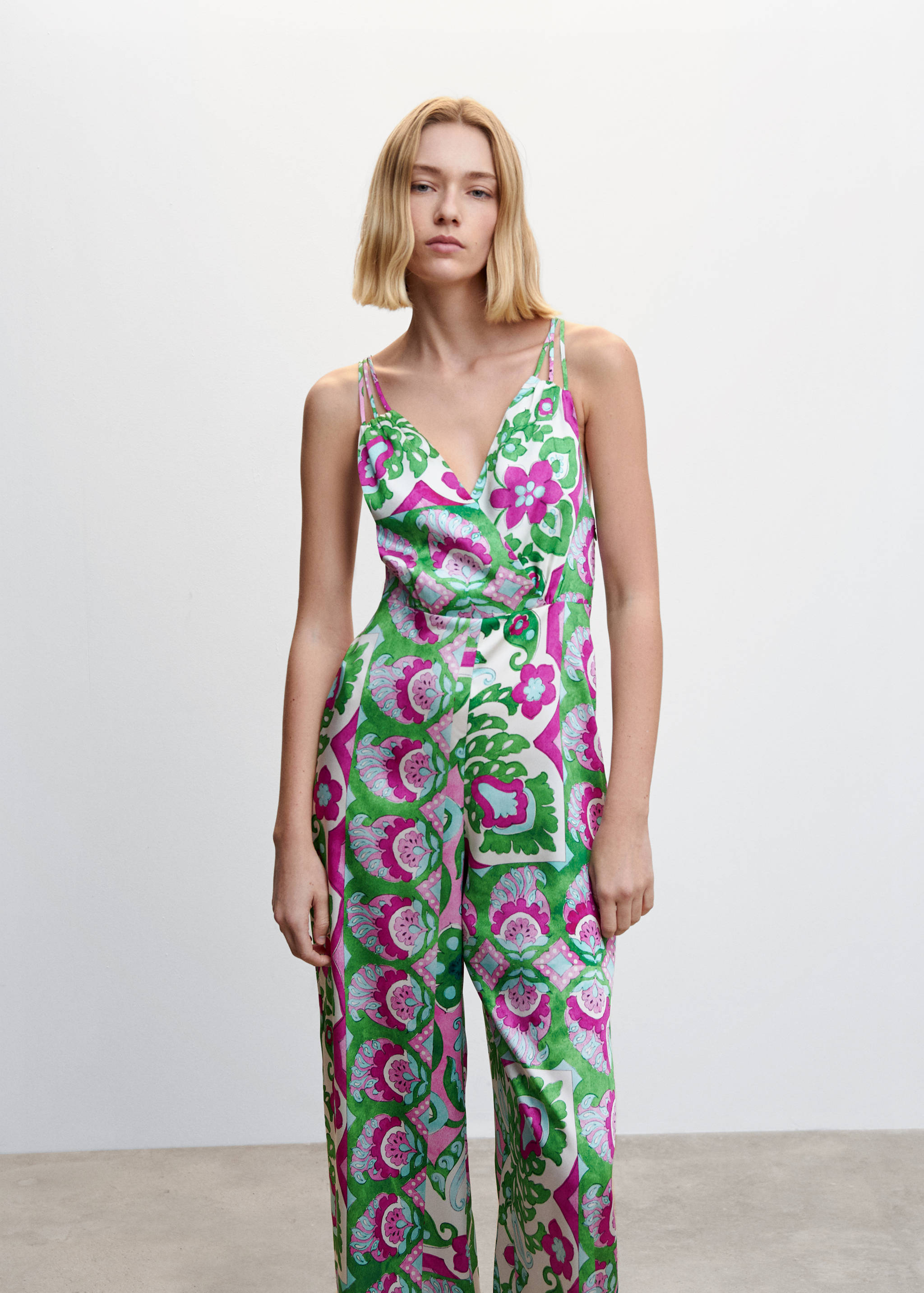 Satin cross-back jumpsuit  - Medium plane