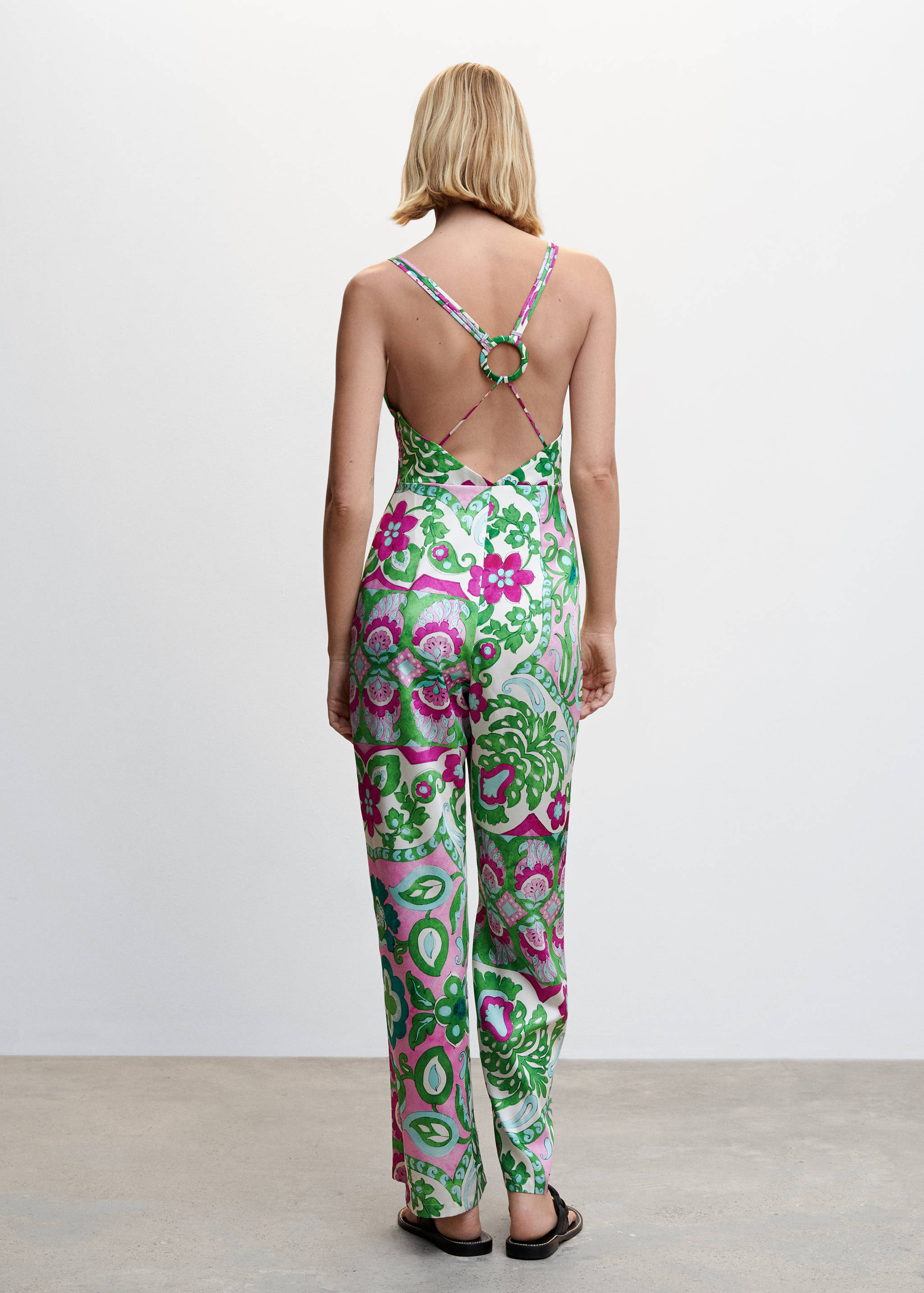 Satin cross-back jumpsuit  - Reverse of the article