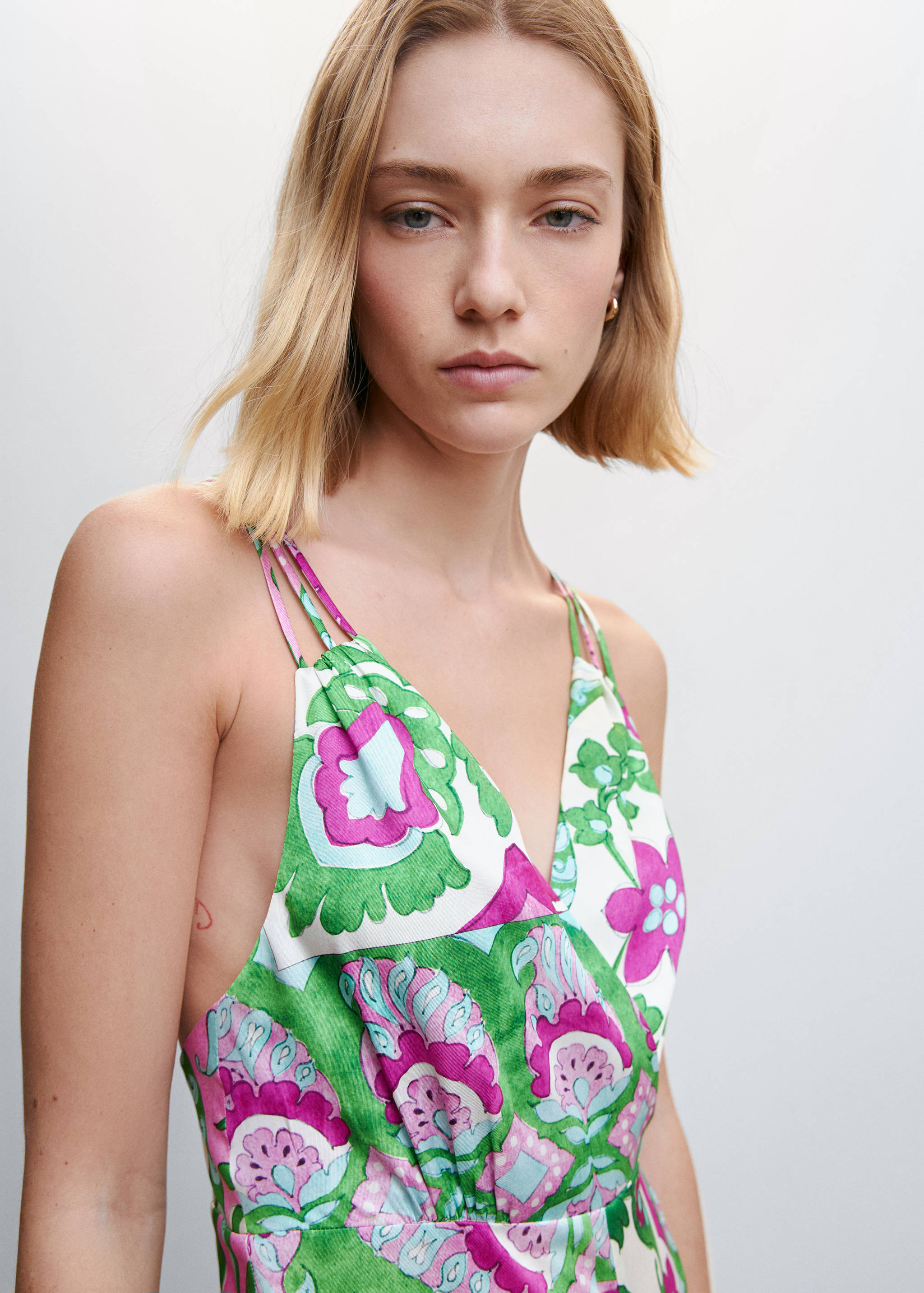 Satin cross-back jumpsuit  - Details of the article 1