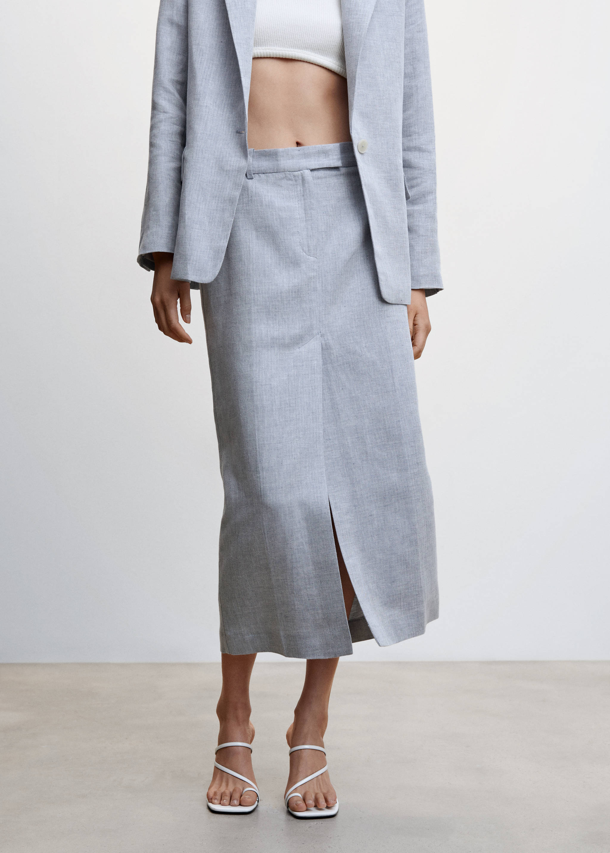 Linen skirt with slit - Medium plane