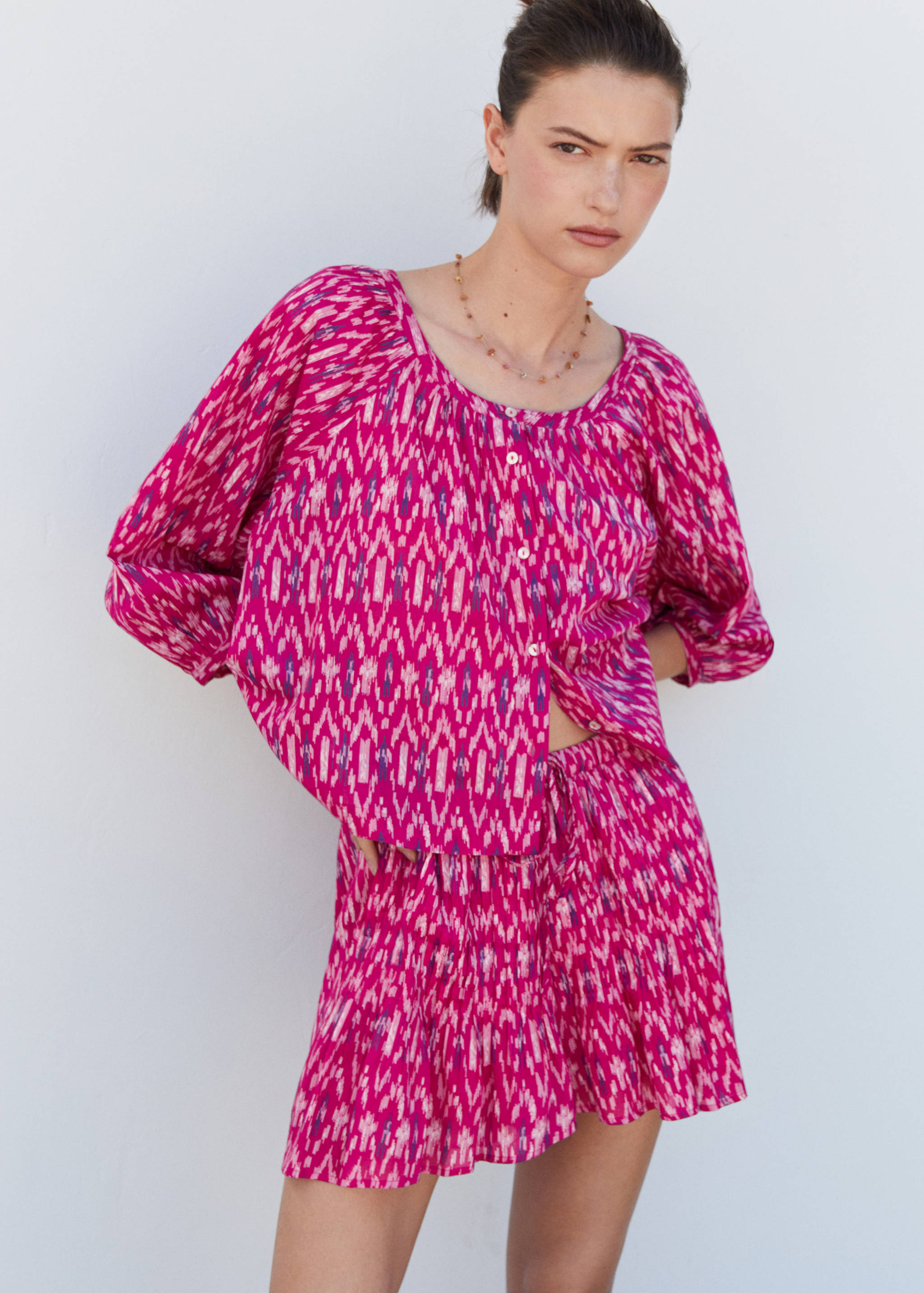 Printed puff sleeve blouse - Medium plane