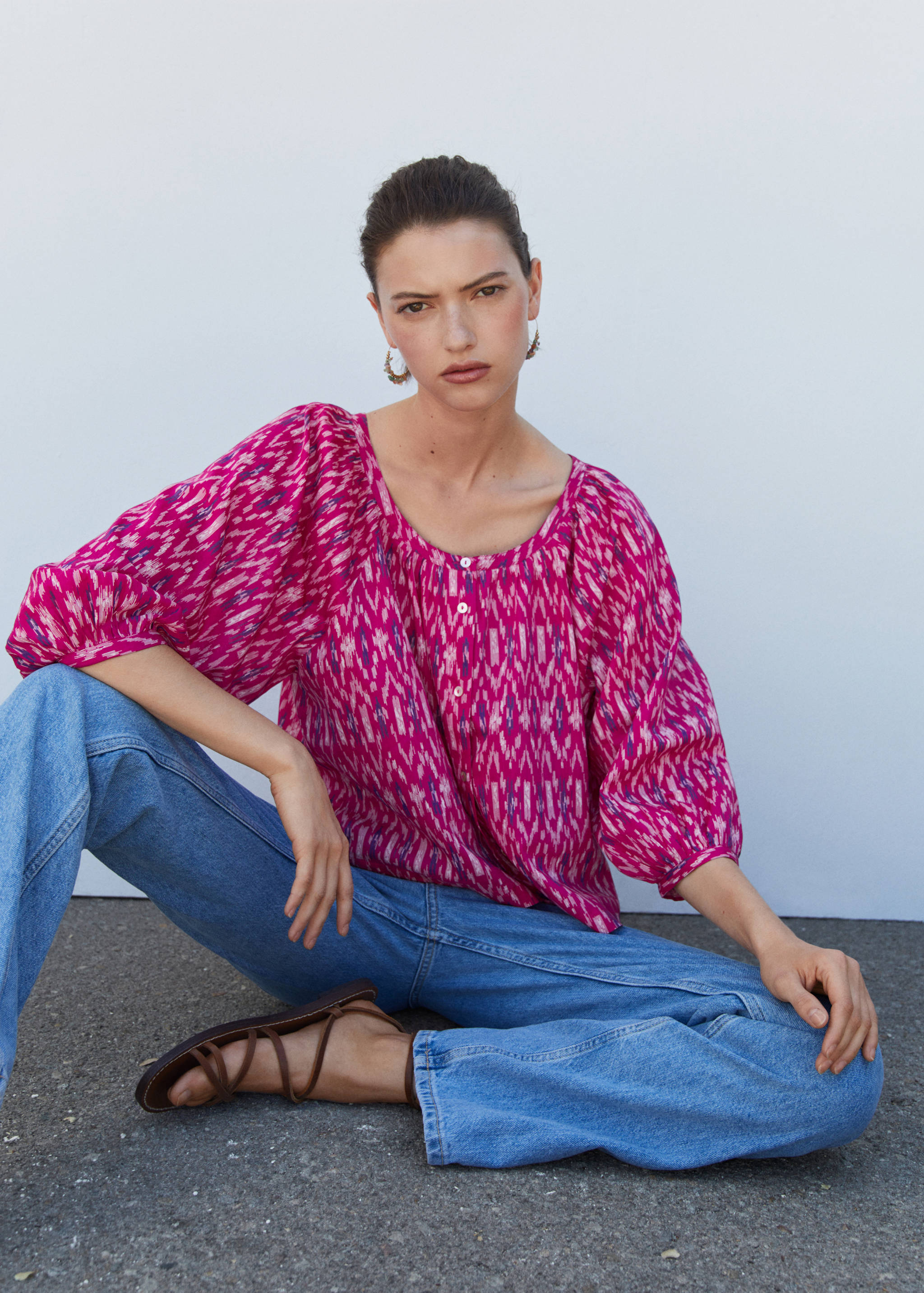 Printed puff sleeve blouse - Details of the article 2