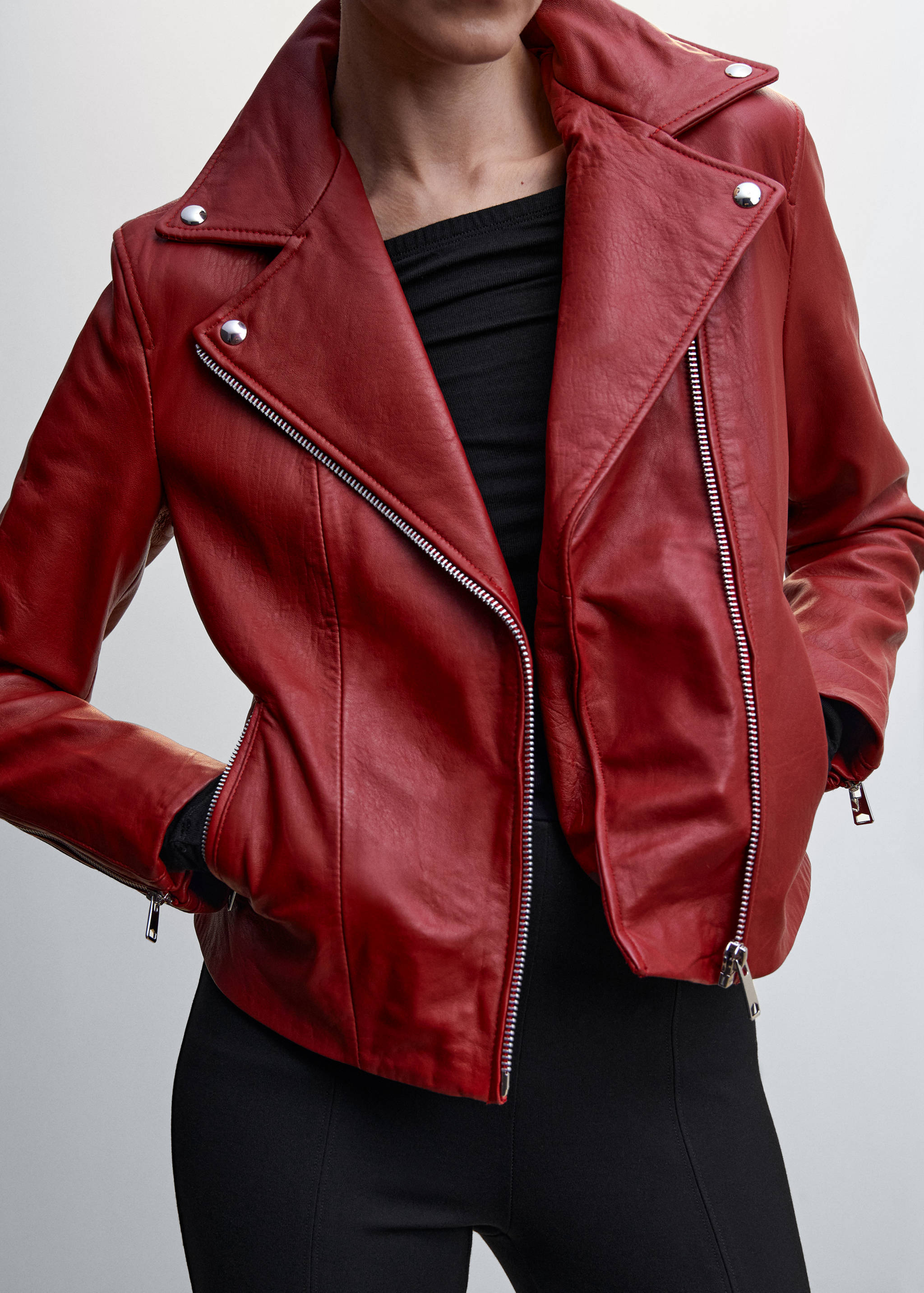Blouson biker en cuir - Détail de l'article 6