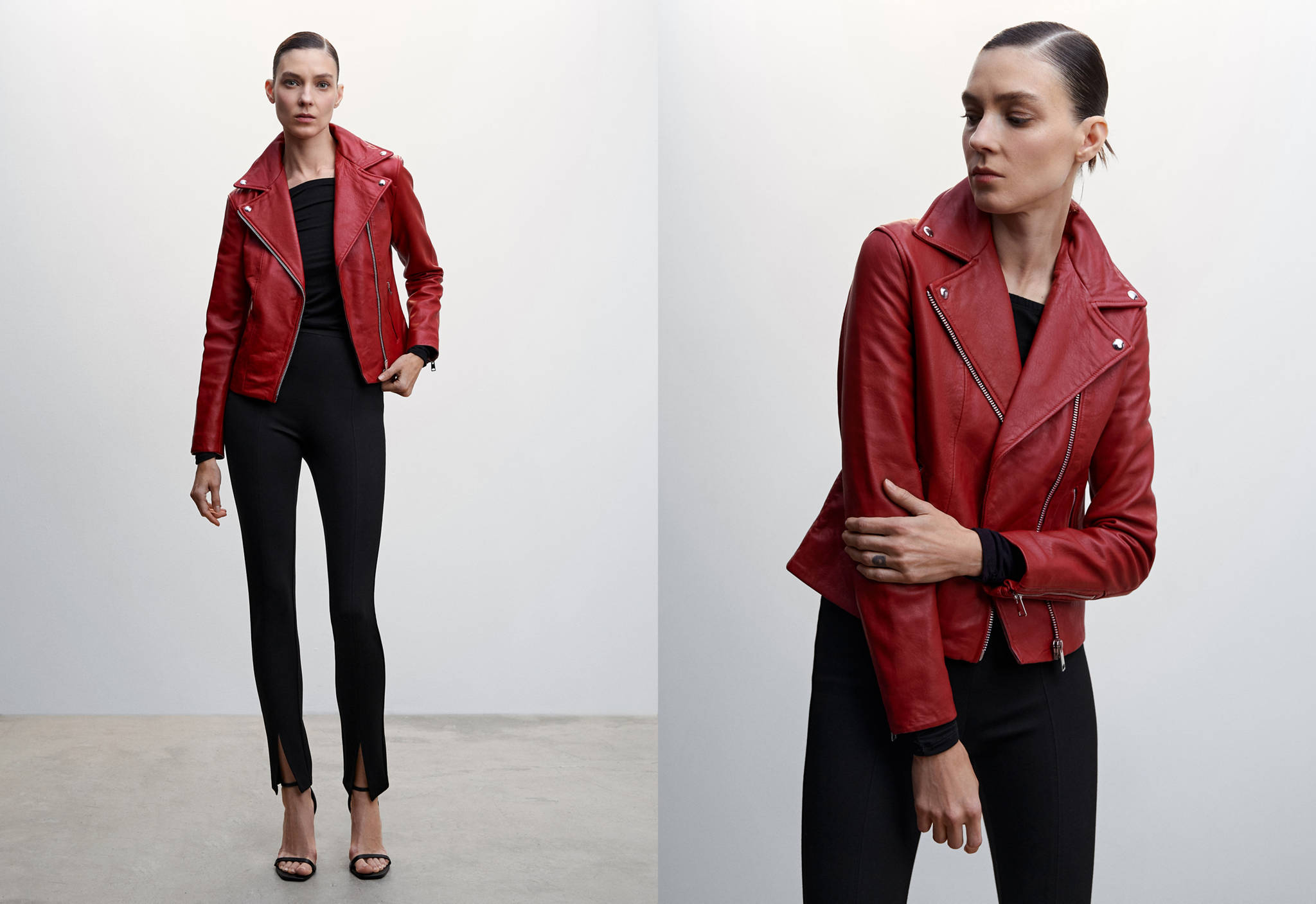Cazadora biker piel - Plano panorámico