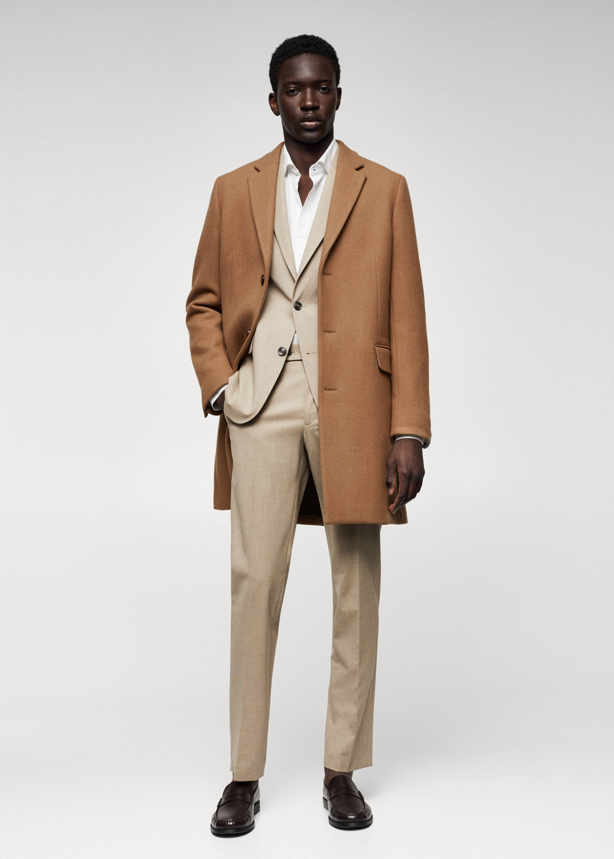 Long recycled wool coat - General plane