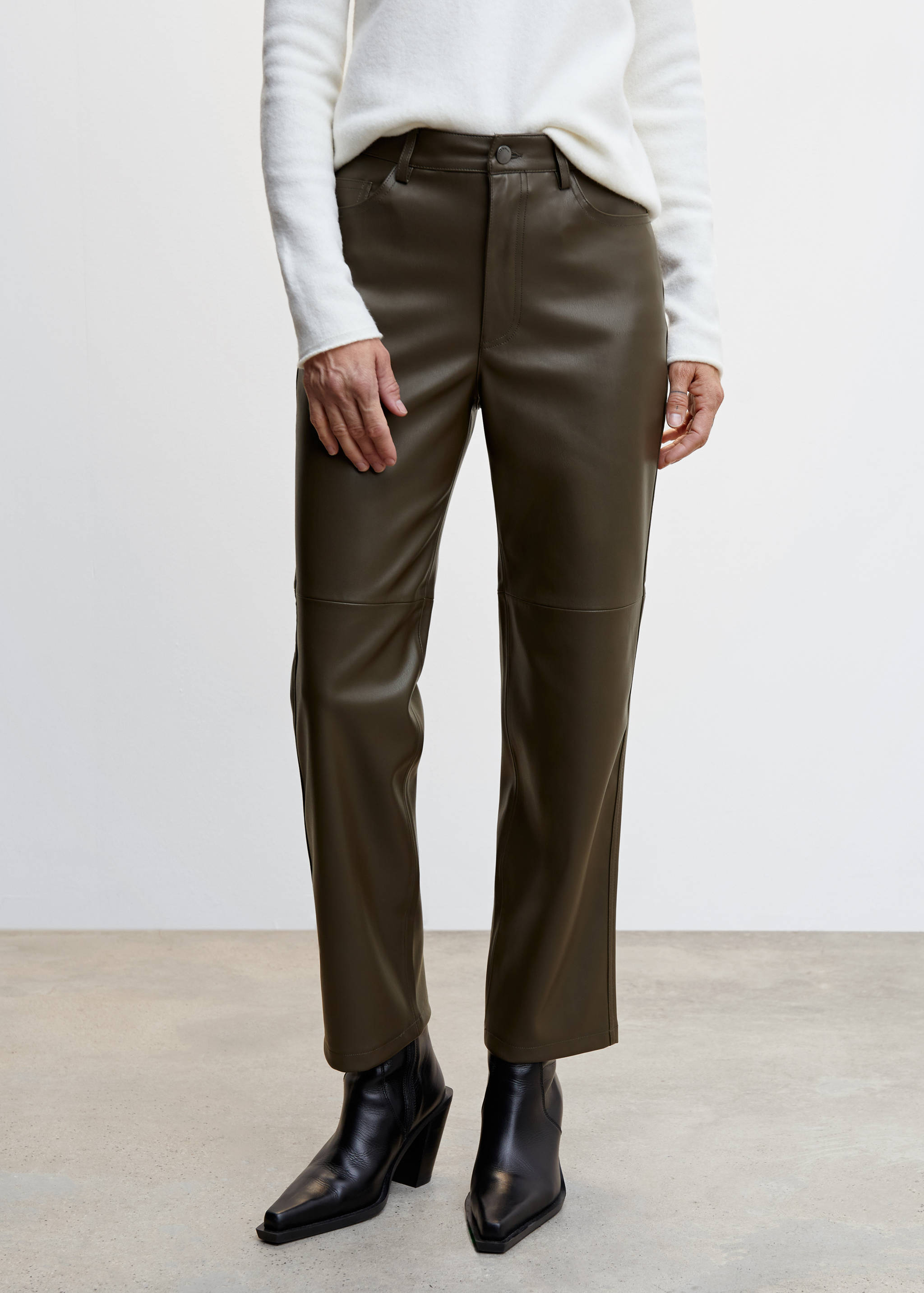 Straight-leg faux-leather trousers - Medium plane