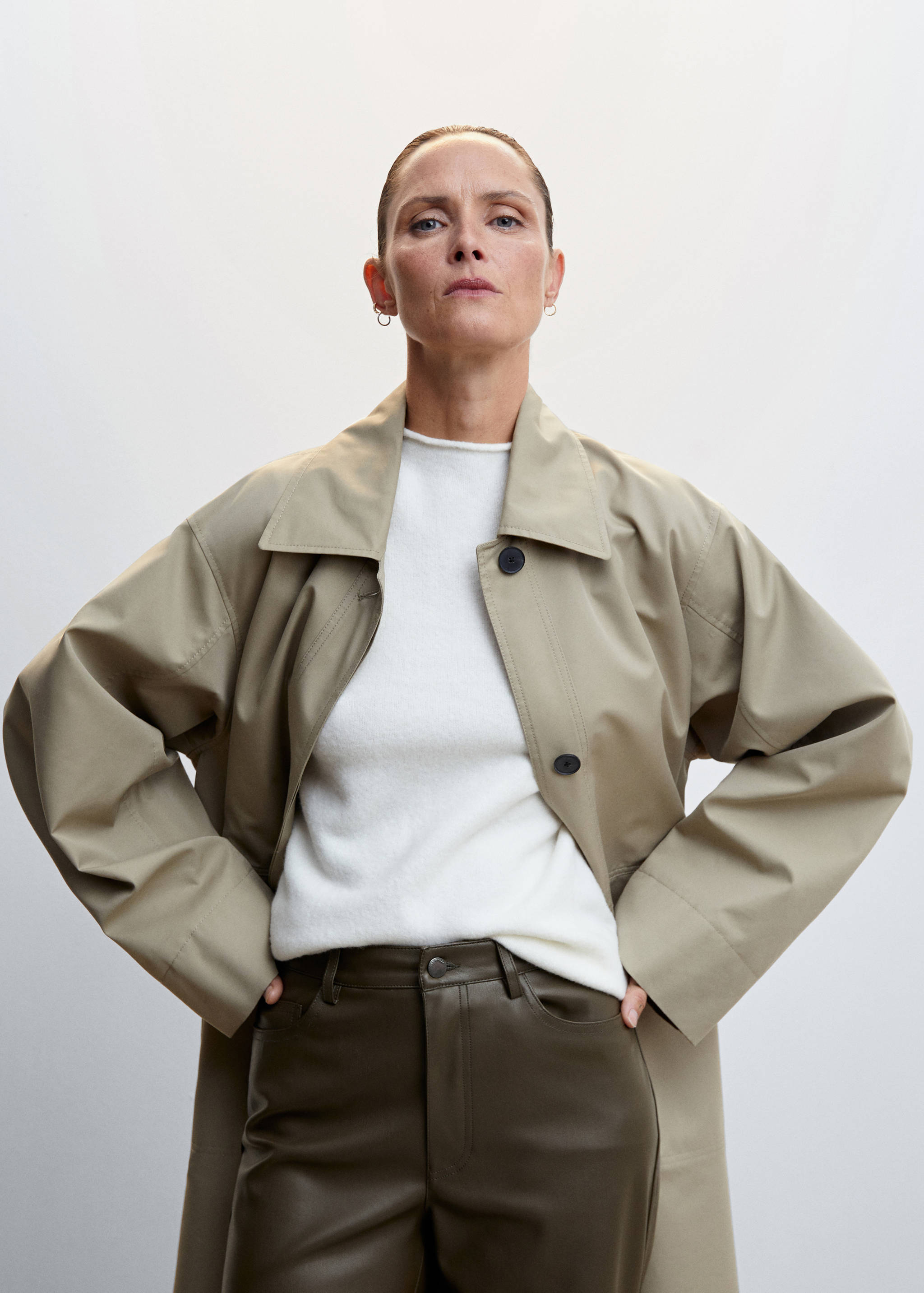 Straight-leg faux-leather trousers - Details of the article 1