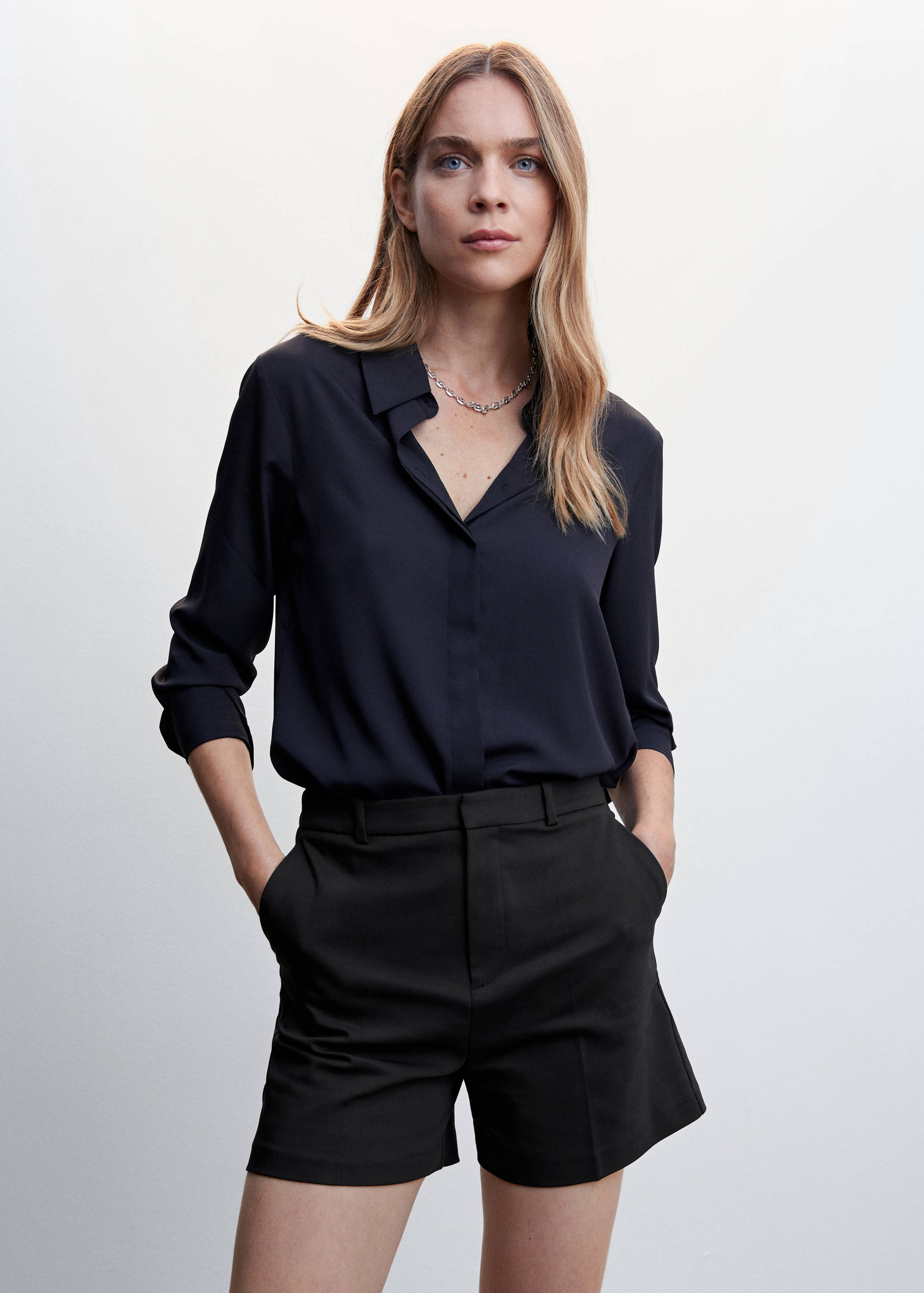 Shorts rectes tir alt - Pla mig