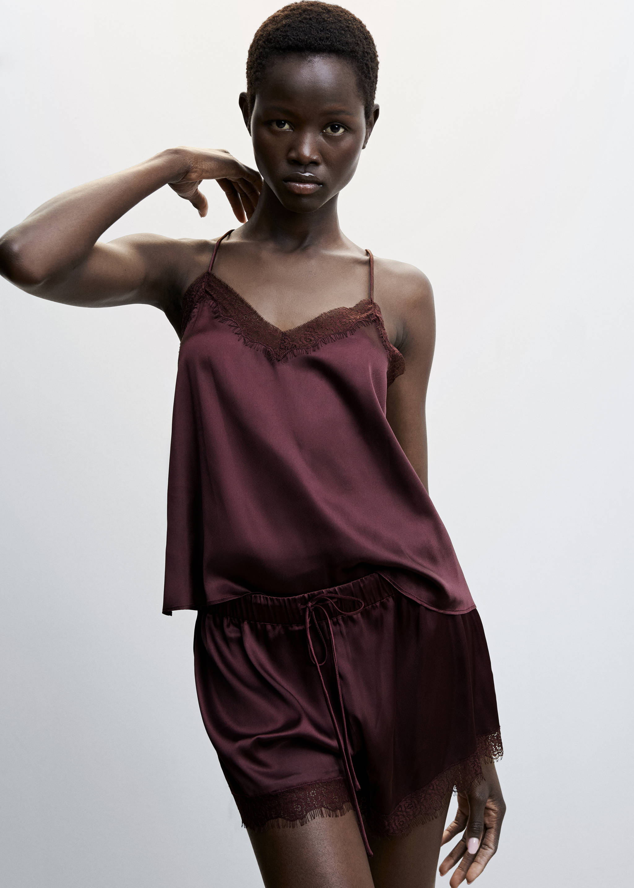 Satin lace shorts - Details of the article 1