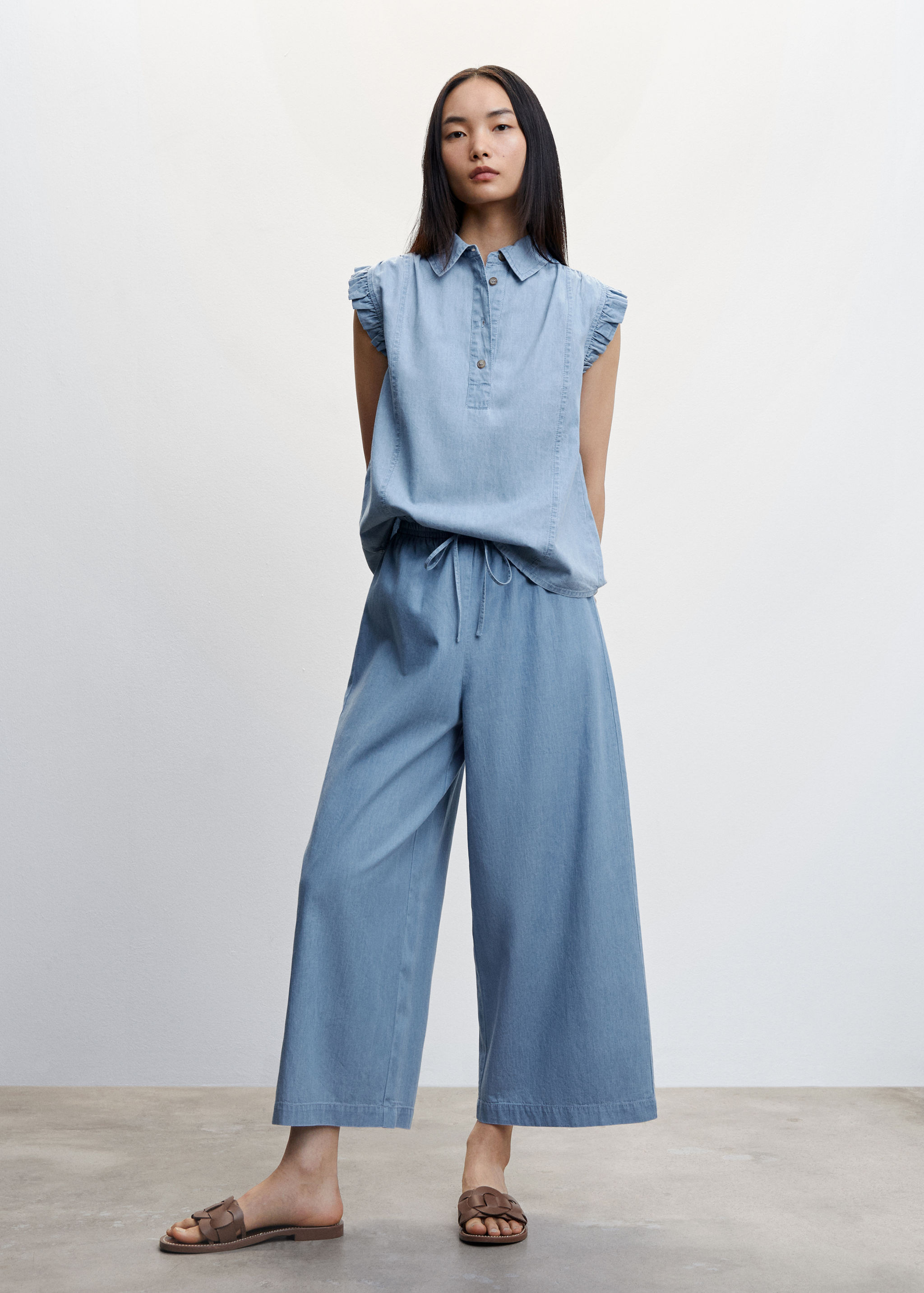 Pantalons culotte cotó Tencel - Pla general