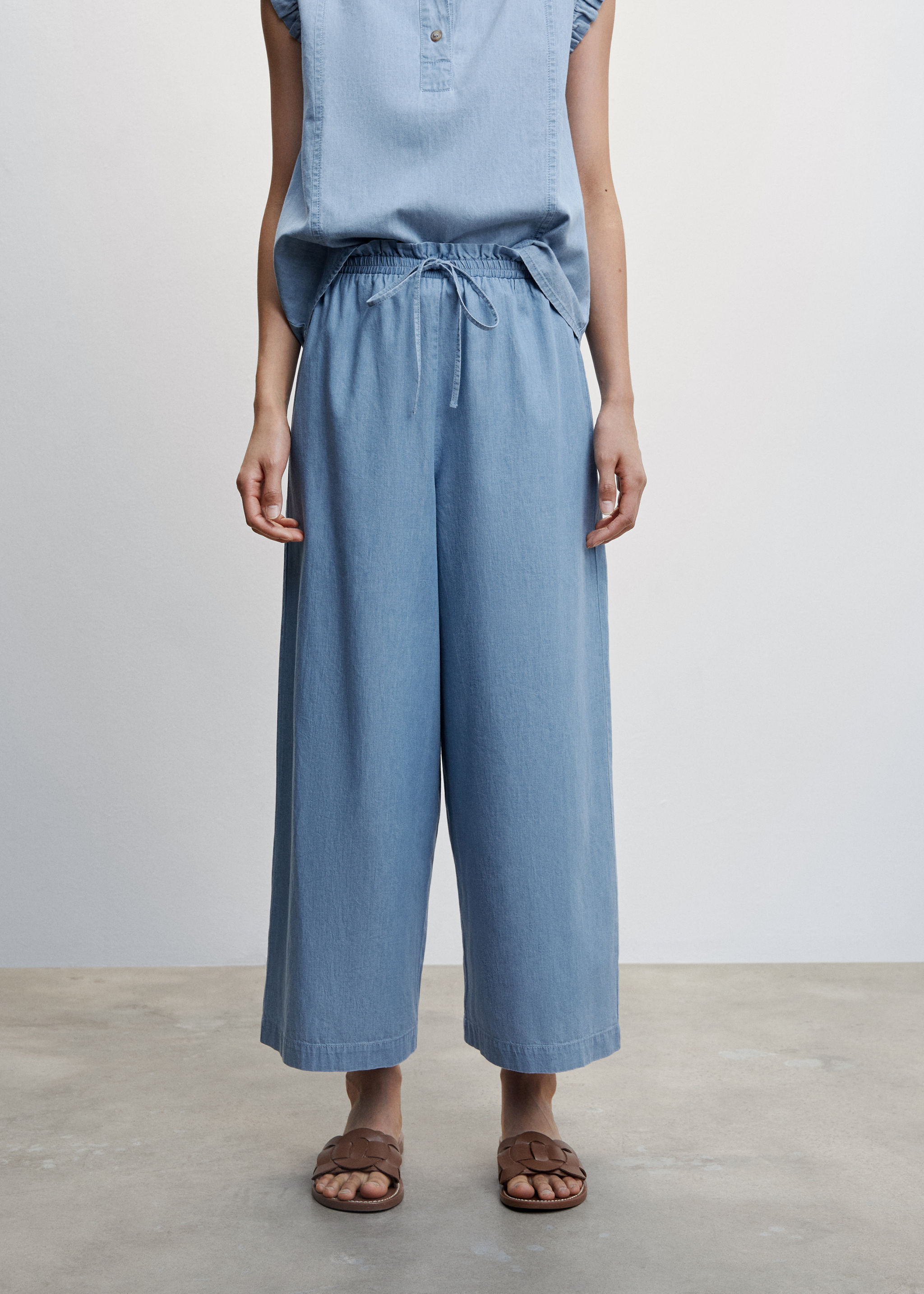 Pantalons culotte cotó Tencel - Pla mig