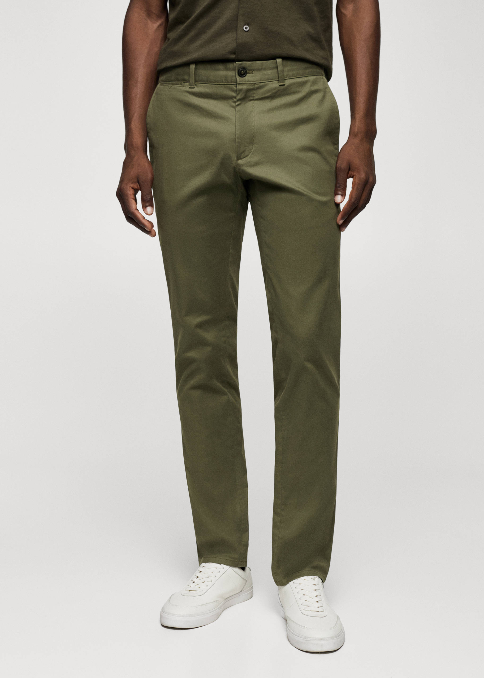 Keprové kalhoty chino slim fit - Náhled ve středové rovině