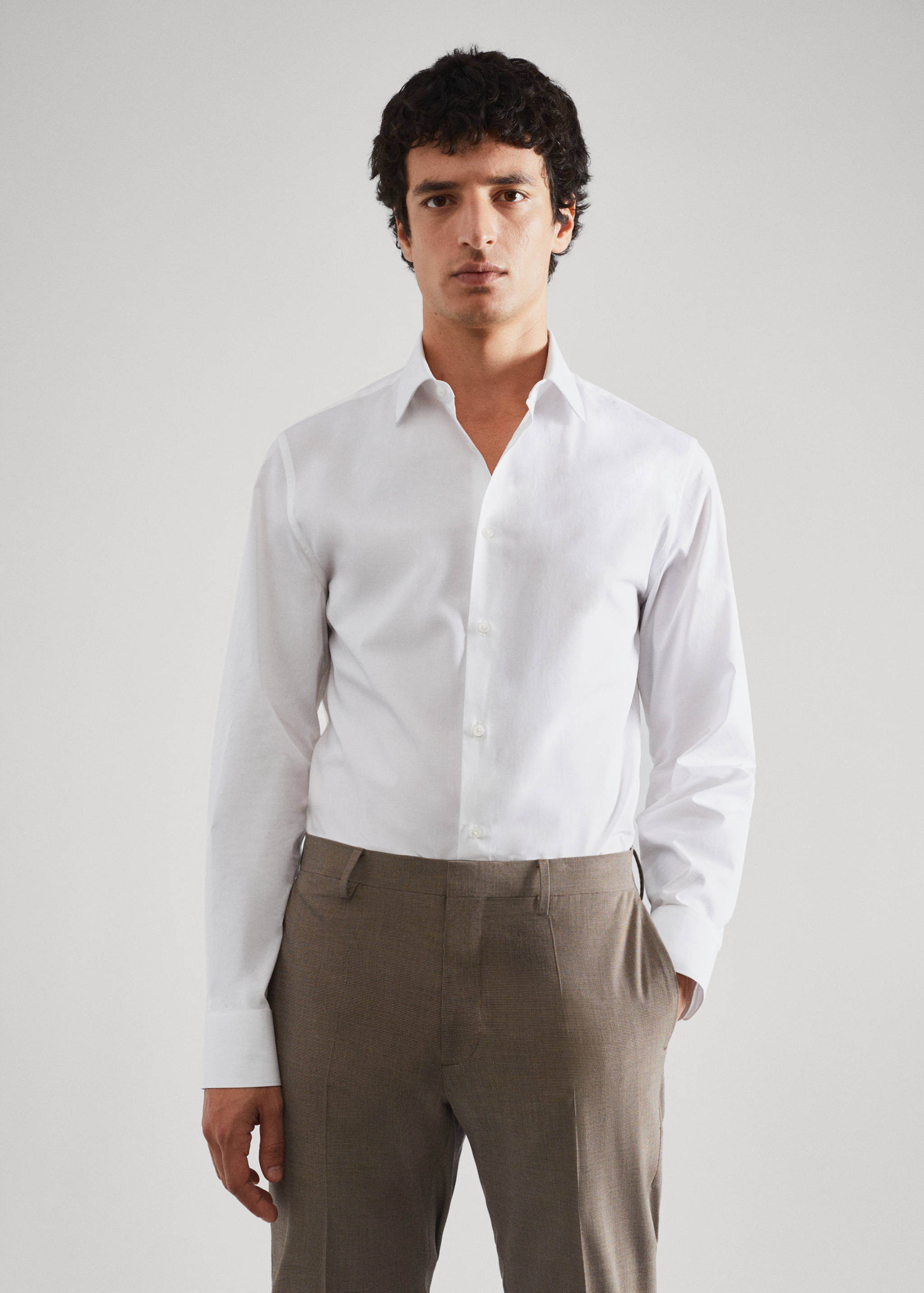 Chemise costume slim fit coton stretch - Plan moyen
