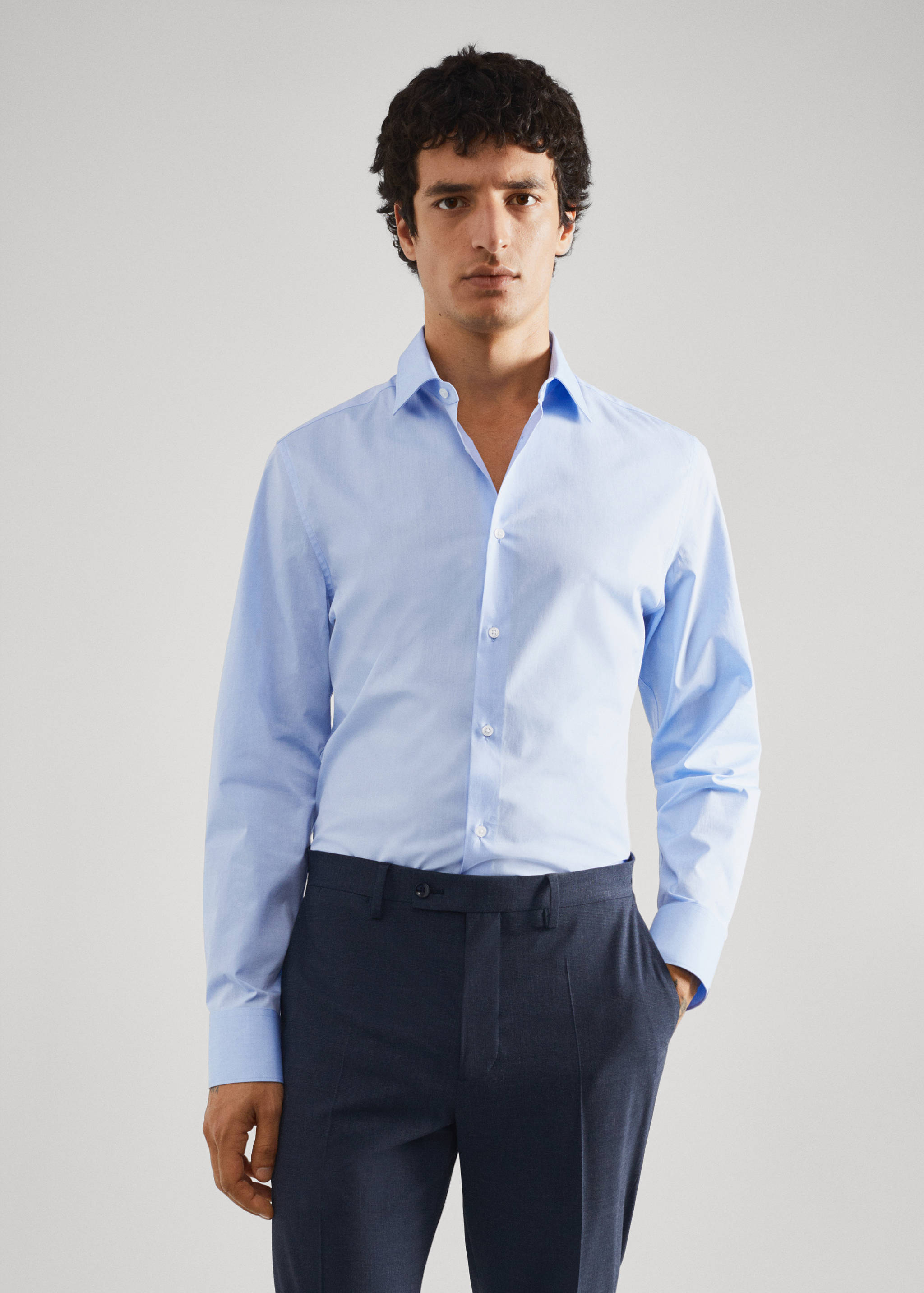 Chemise costume slim fit coton stretch - Plan moyen