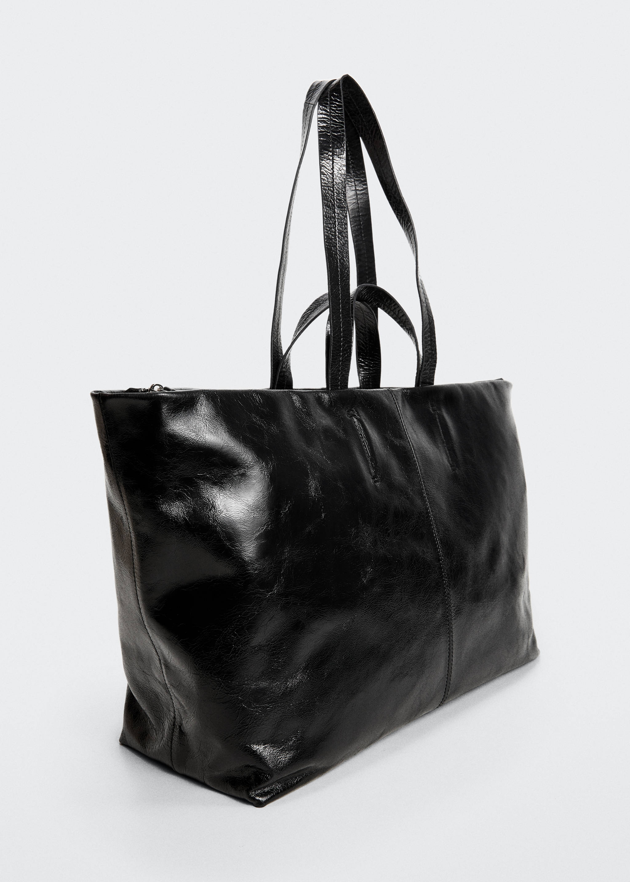 Leather shopper bag - Medium plane