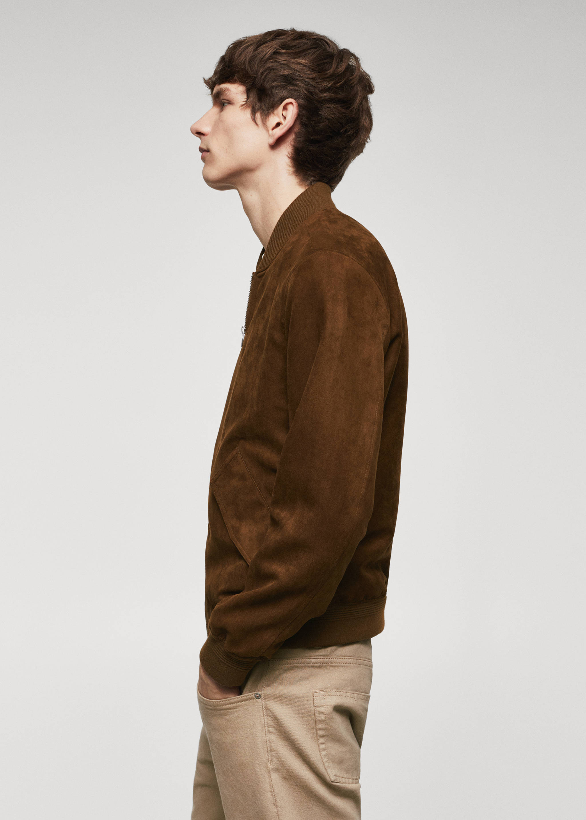 Suede-effect bomber jacket - Details of the article 6