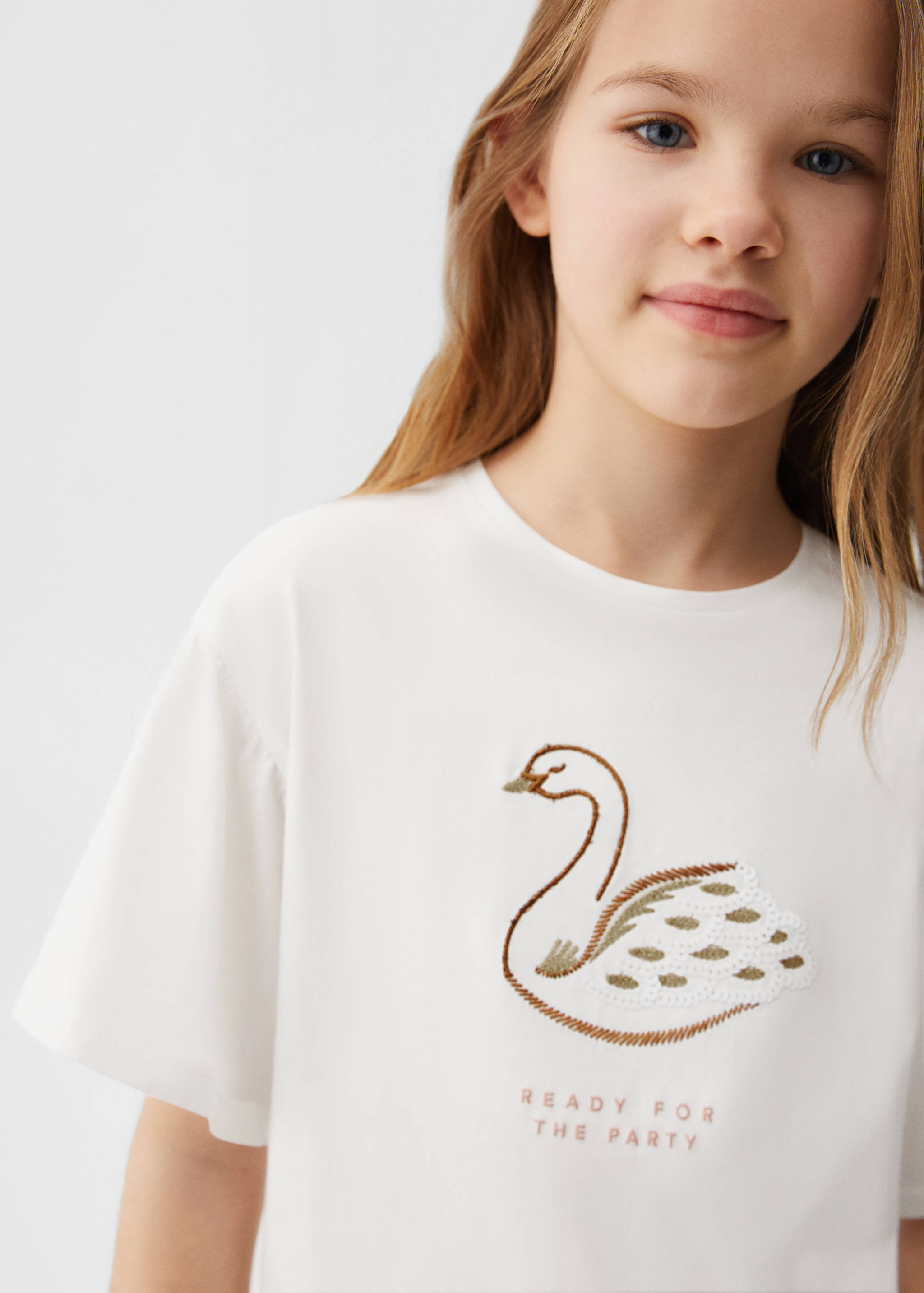 Embroidered detail print t-shirt - Details of the article 1