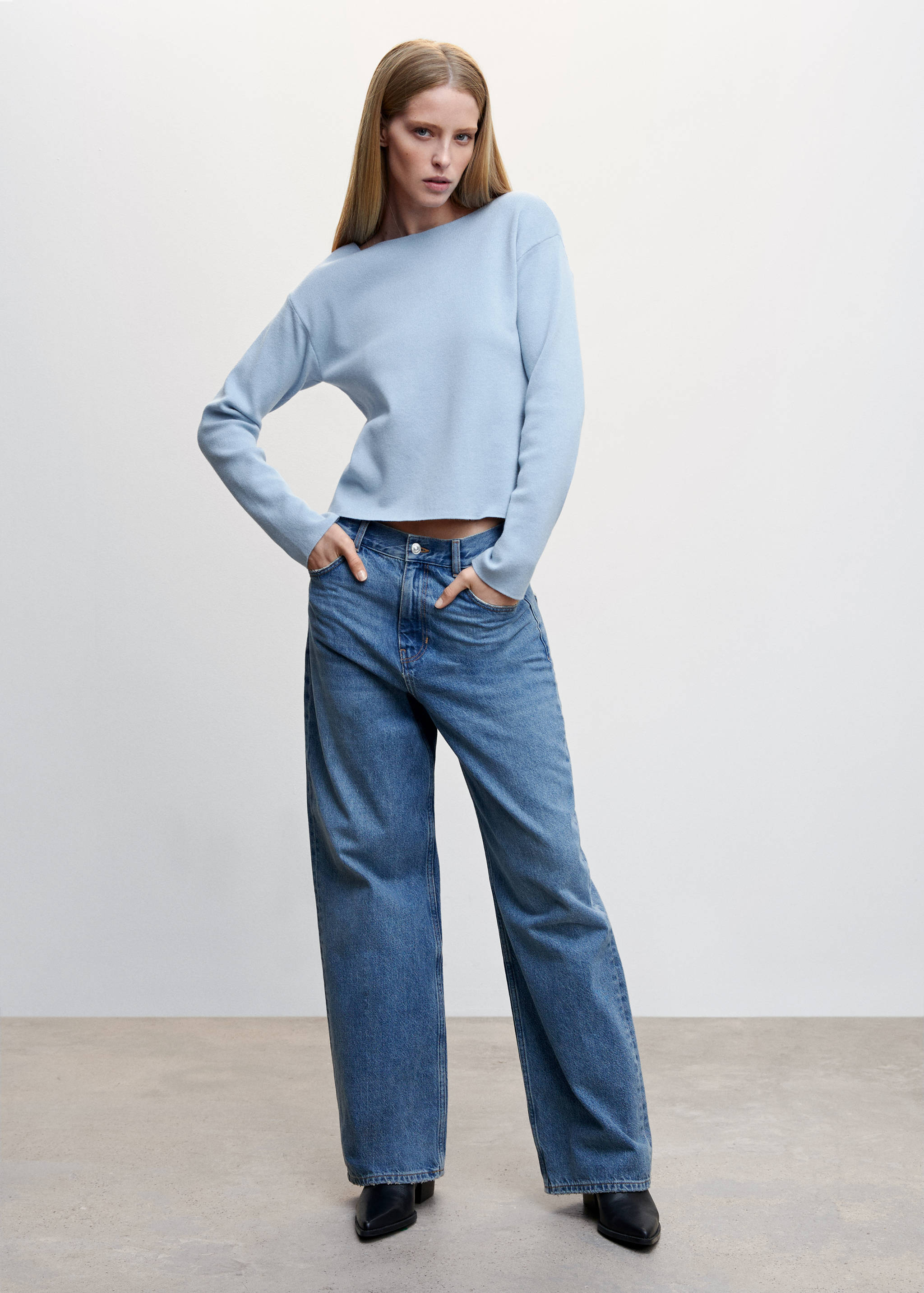 Pull-over maille fine col bateau - Plan général