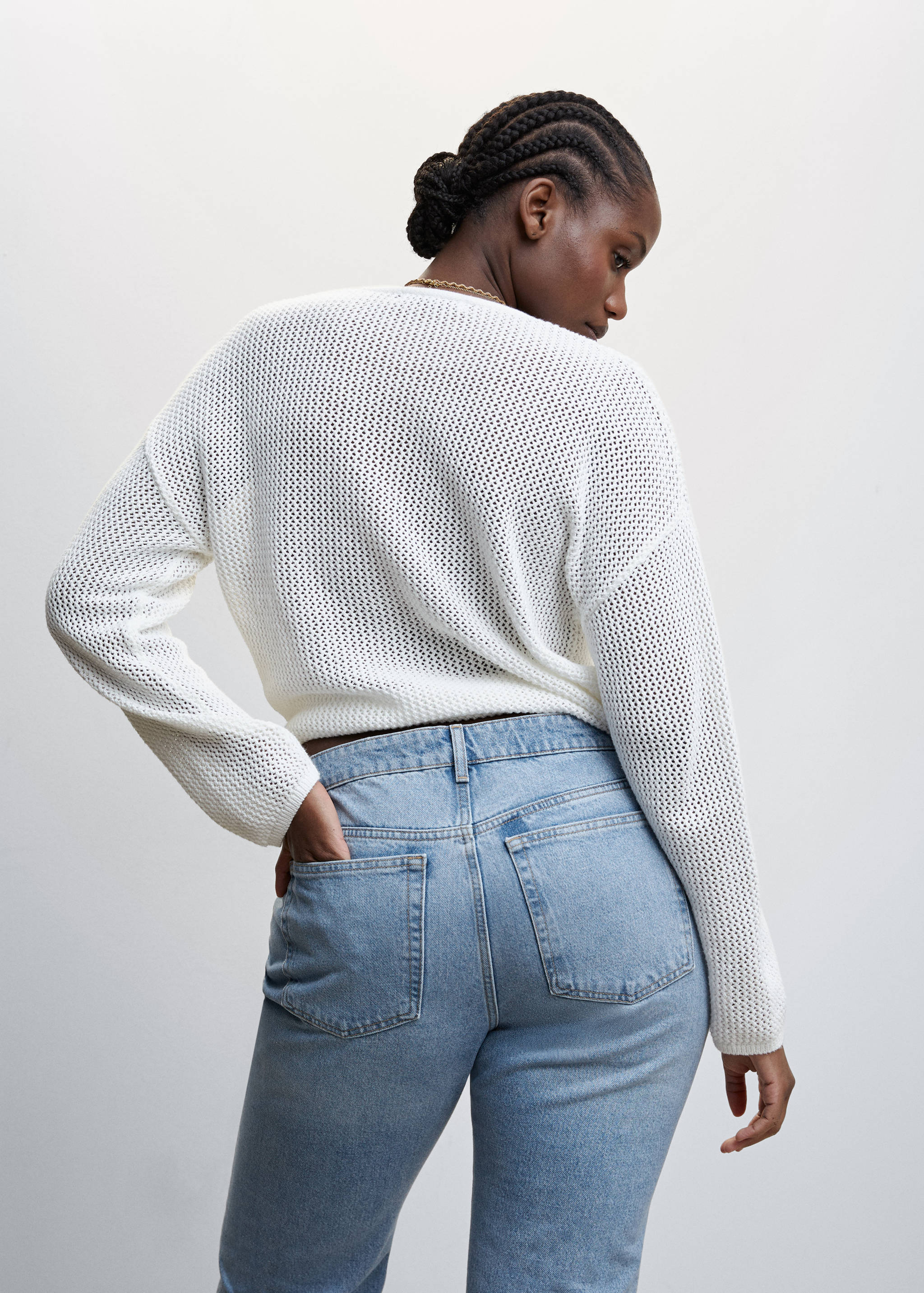 Straight jeans with frayed hem   - Details of the article 5