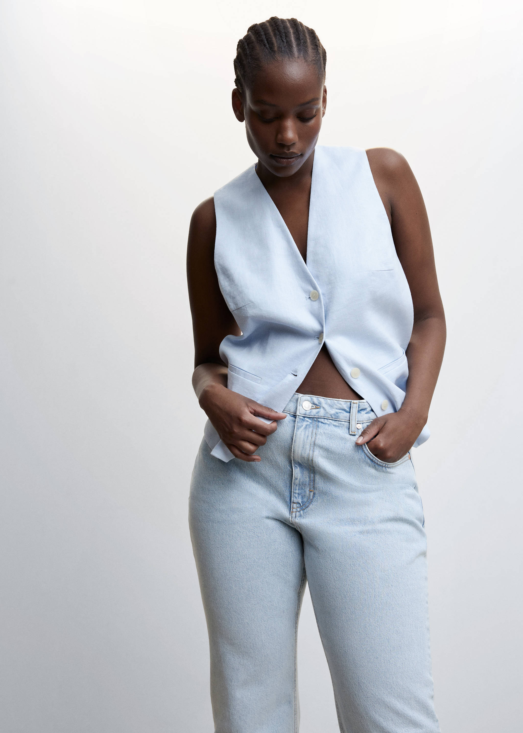 High waist straight jeans - Details of the article 5