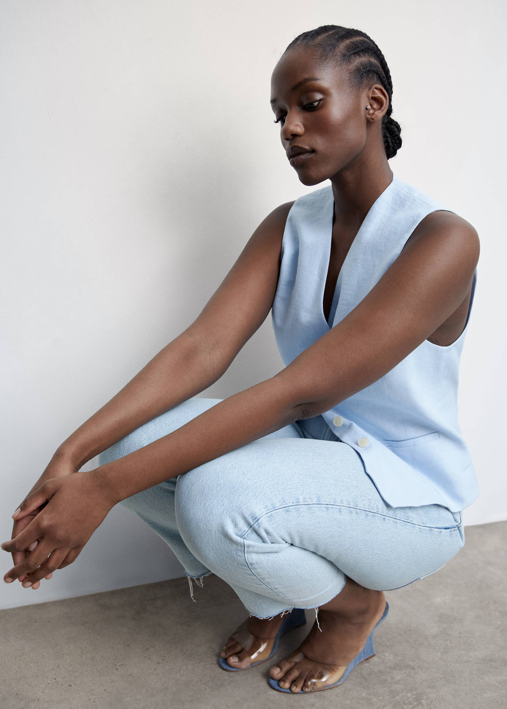 High waist straight jeans - Details of the article 4