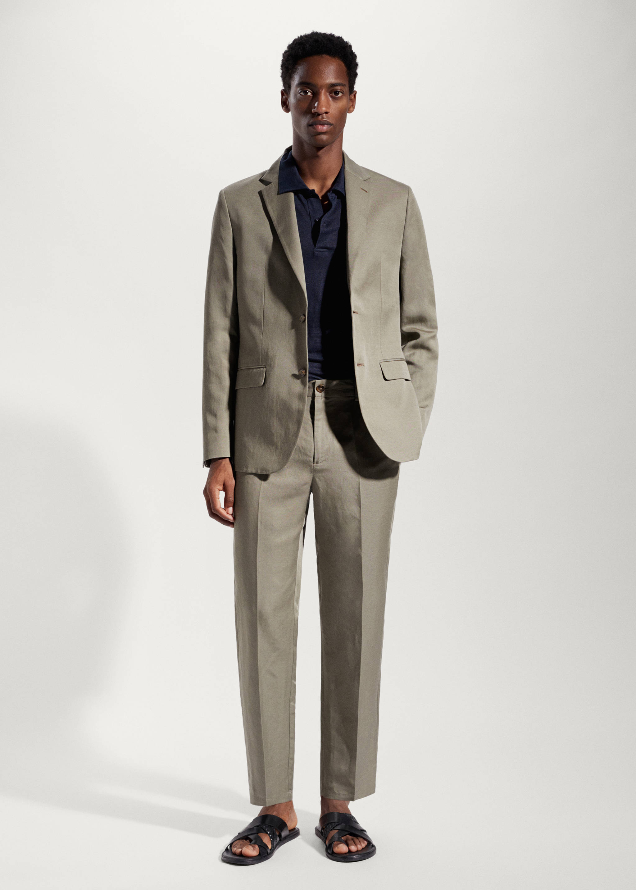 Slim-fit lyocell linen trousers - General plane