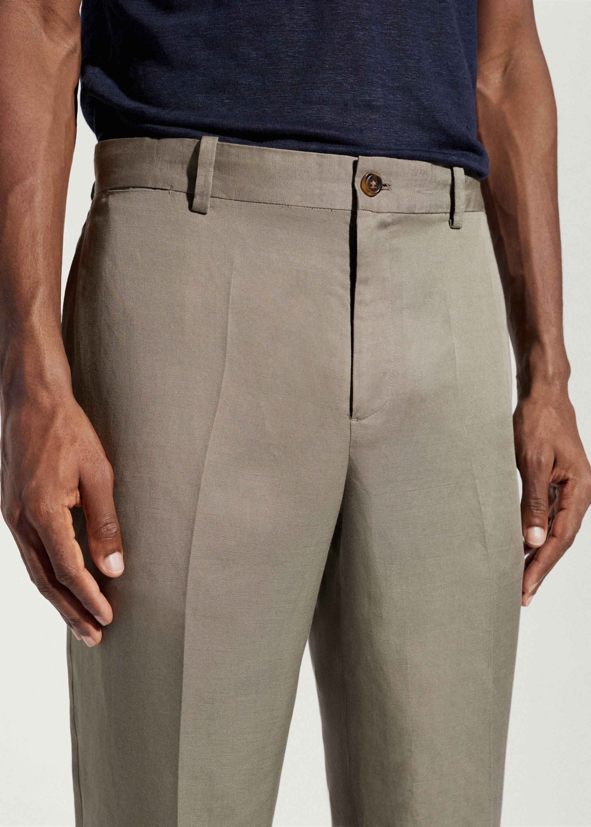 Slim-fit lyocell linen trousers - Details of the article 1