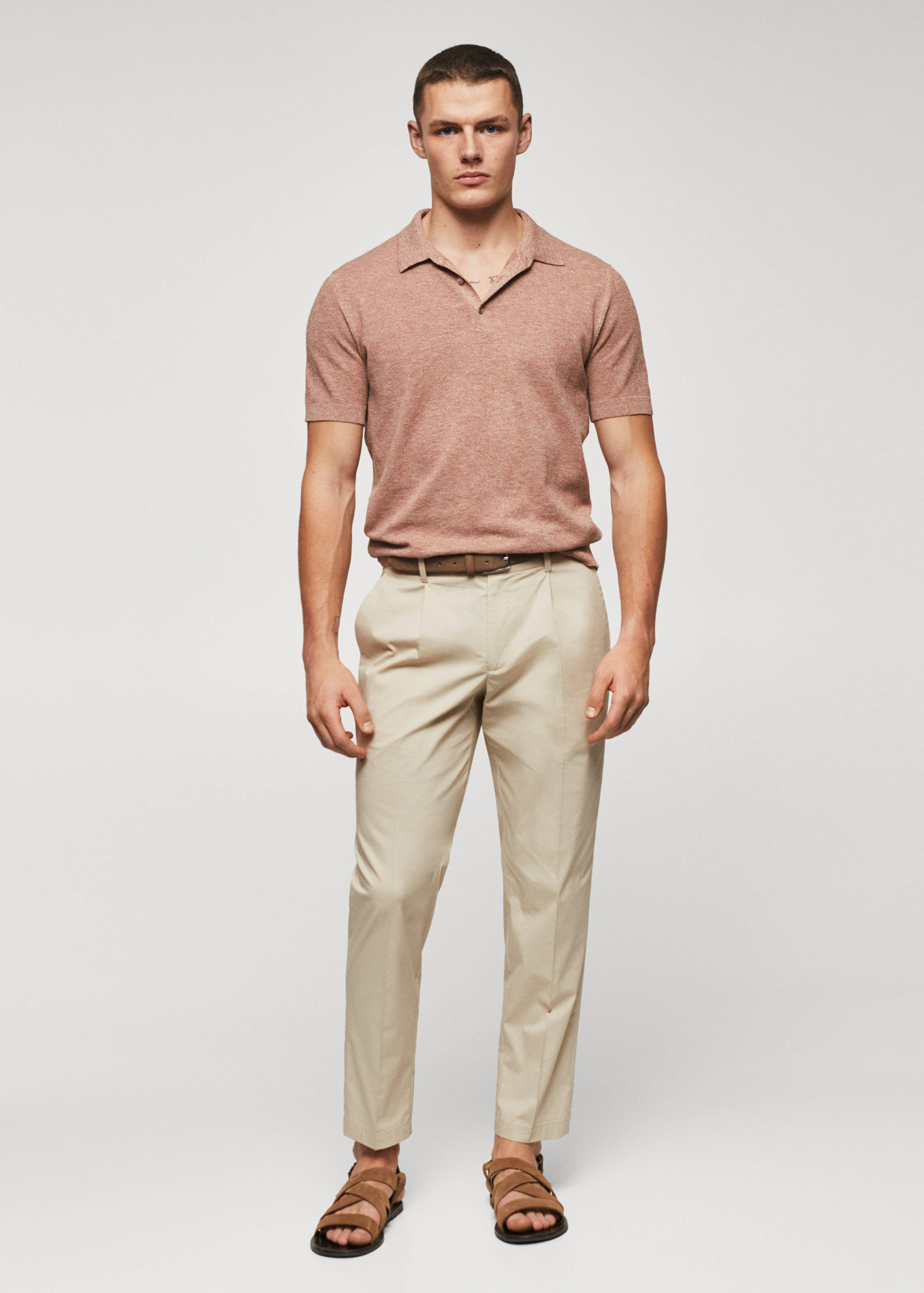 Cotton pleated trousers - General plane
